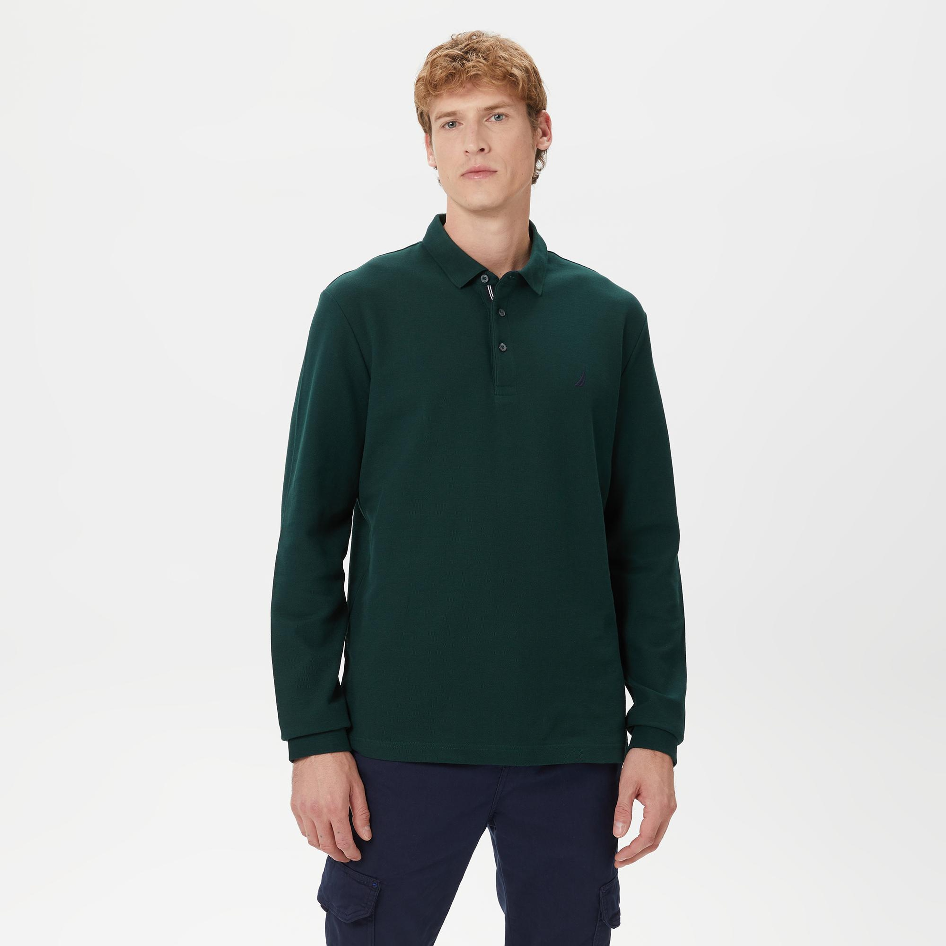 Nautica Erkek Yeşil Classic Fit Uzun Kollu Polo Yaka T-Shirt