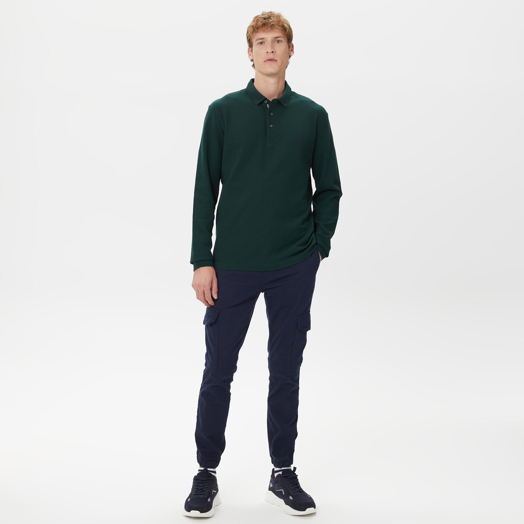 Nautica Erkek Yeşil Classic Fit Uzun Kollu Polo Yaka T-Shirt