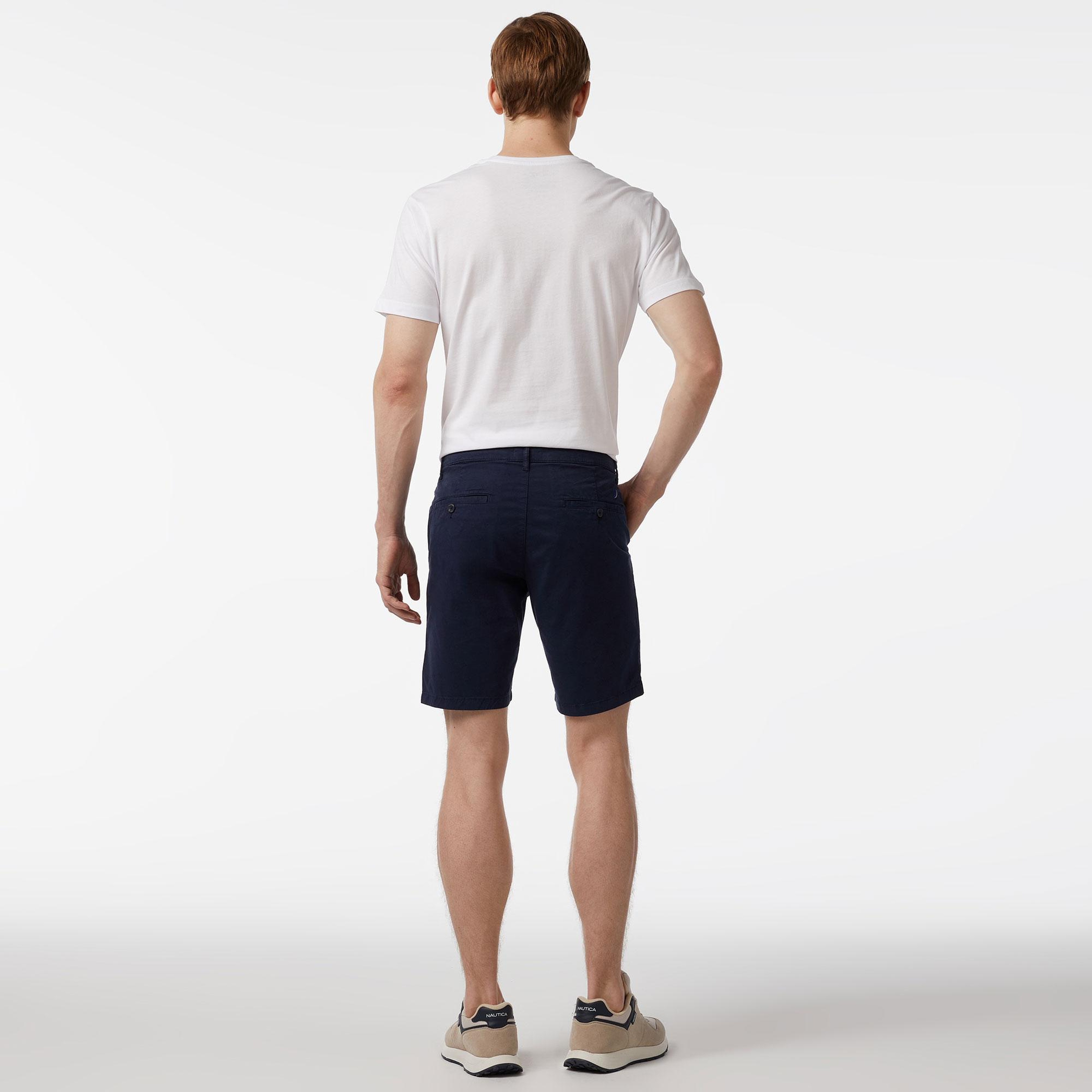 Nautica Erkek Lacivert Slim Fit Baskılı Bermuda