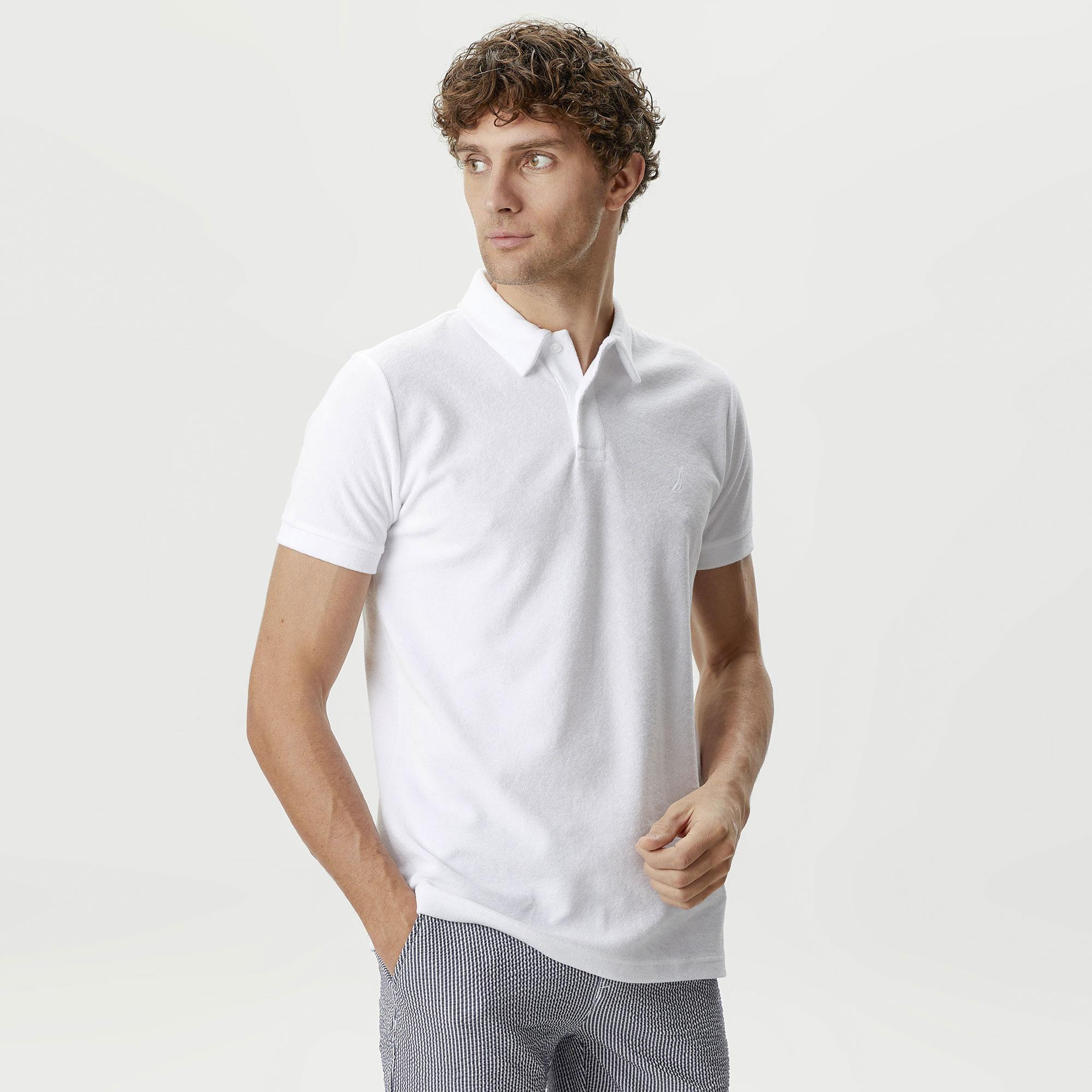 Nautica Erkek Beyaz Classic Fit Kısa Kollu Polo Yaka T-Shirt