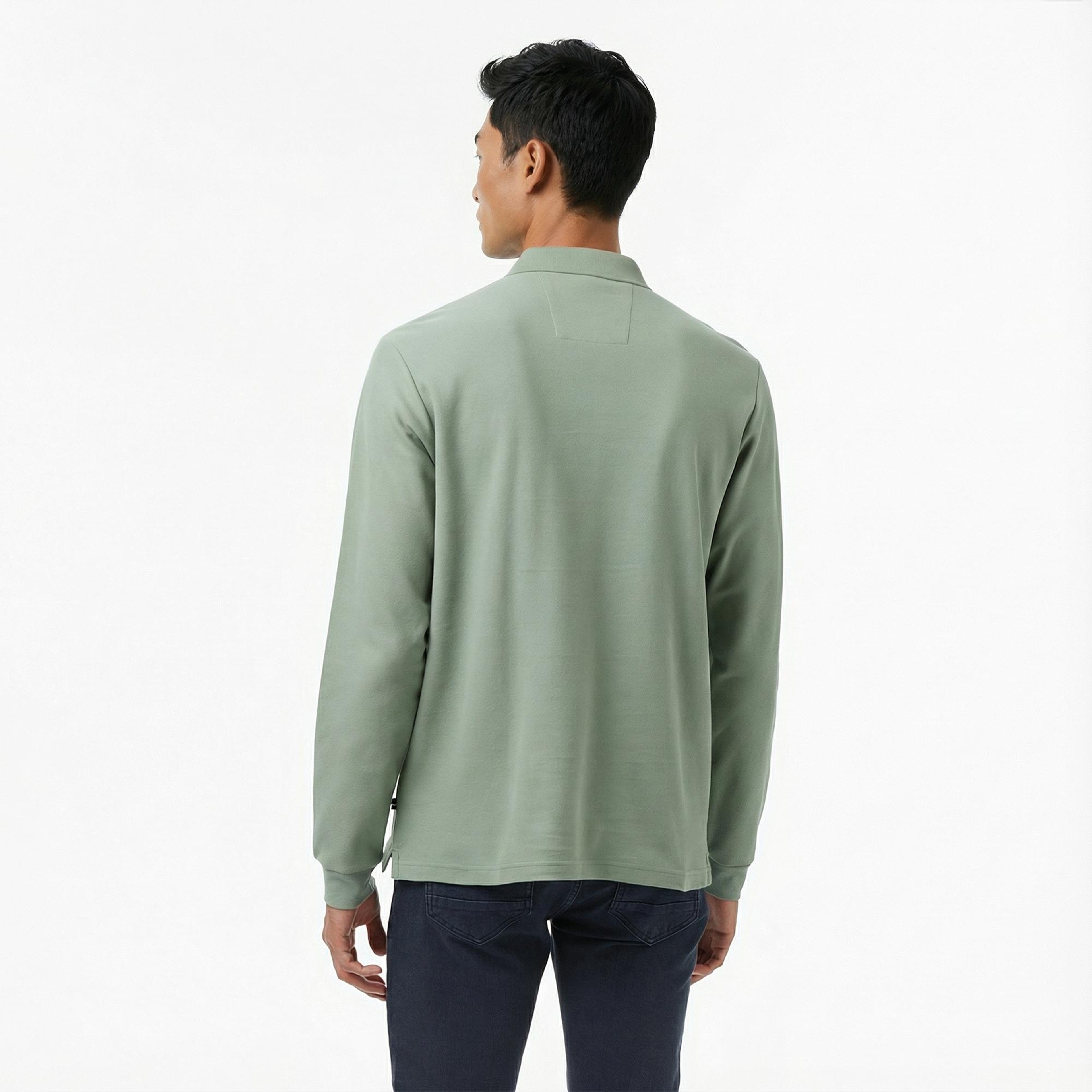 Nautica Erkek Yeşil Classic Fit Uzun Kollu Polo Yaka T-Shirt