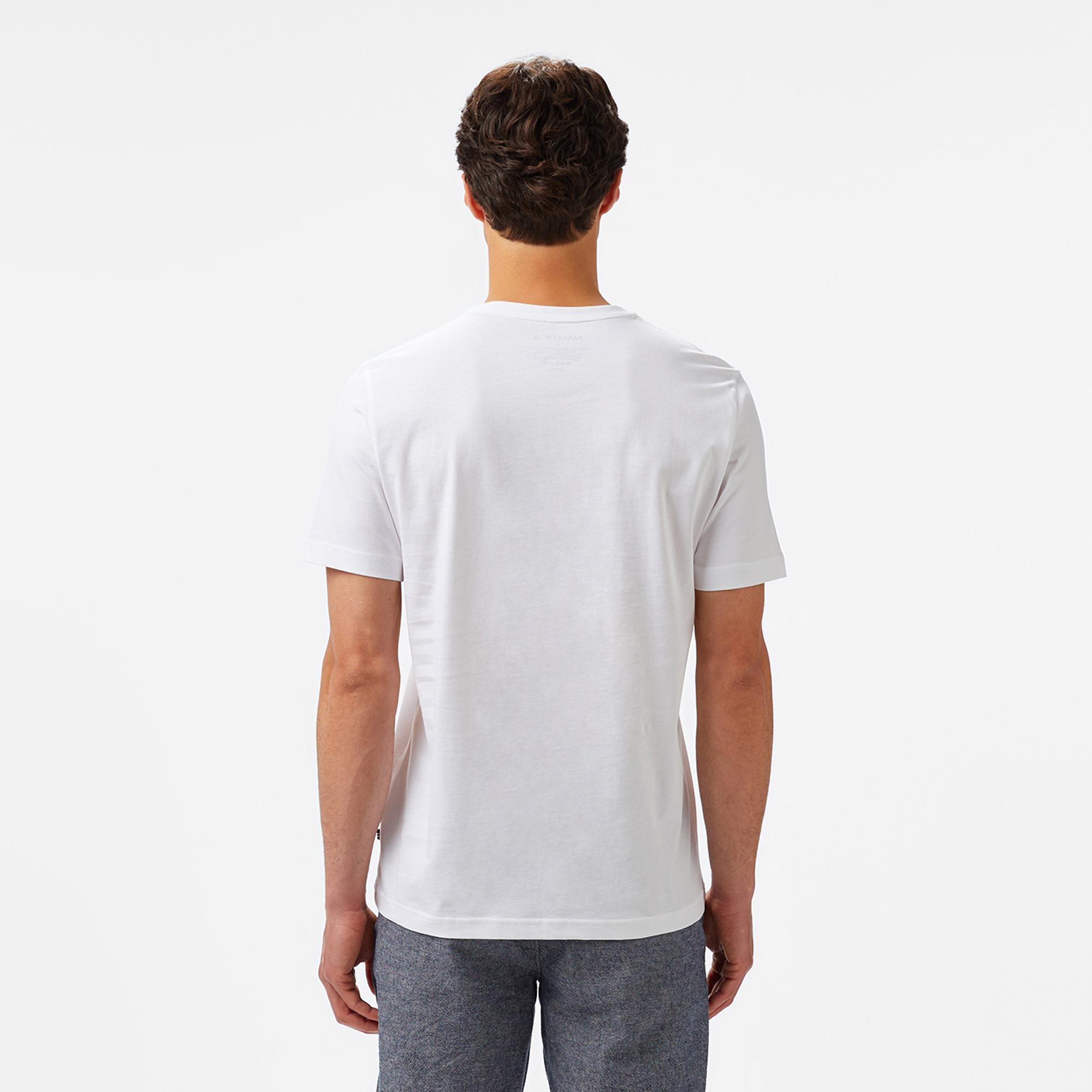 Nautica Erkek Beyaz Regular Fit Baskılı T-Shirt
