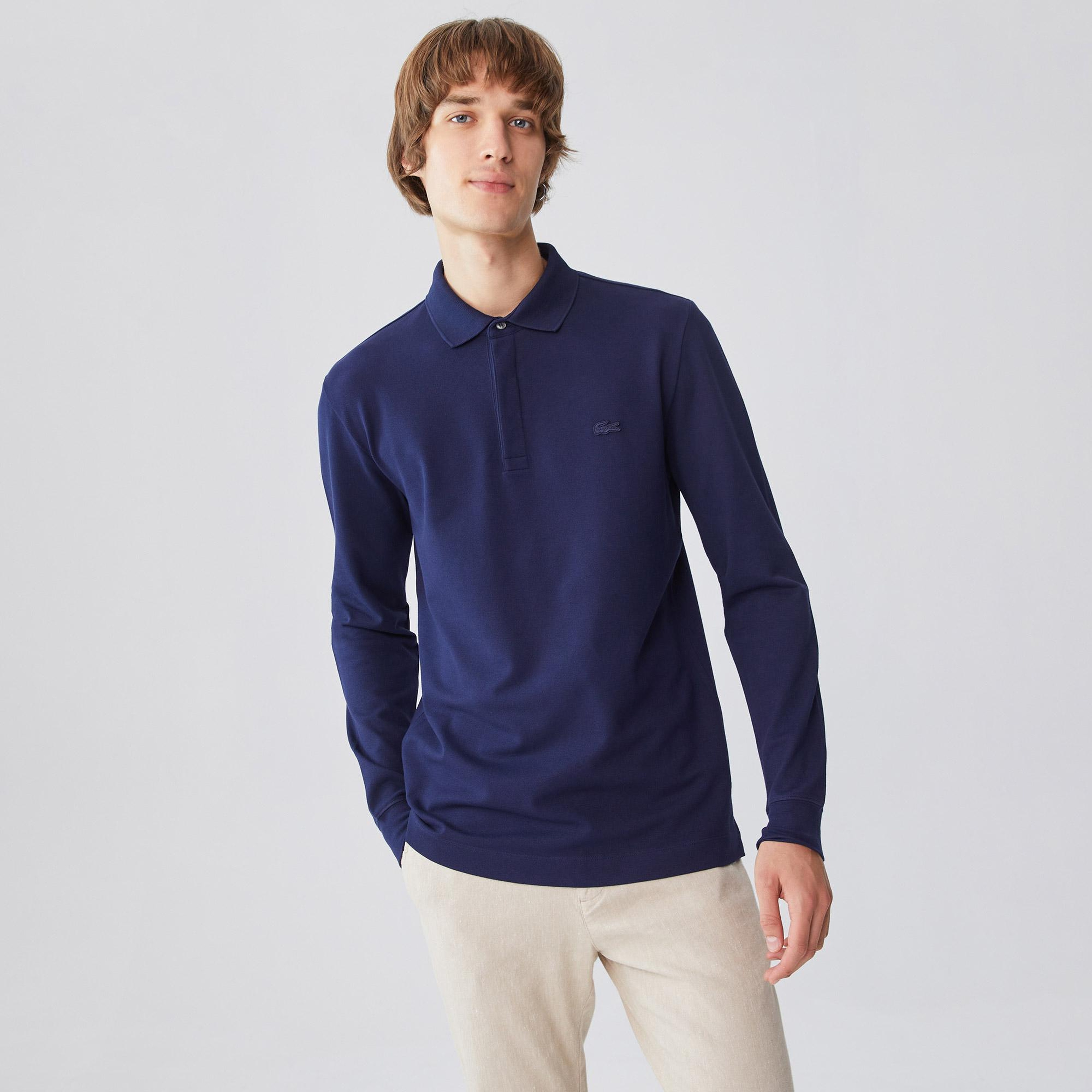 Lacoste Erkek Regular Fit Uzun Kollu Lacivert Paris Polo