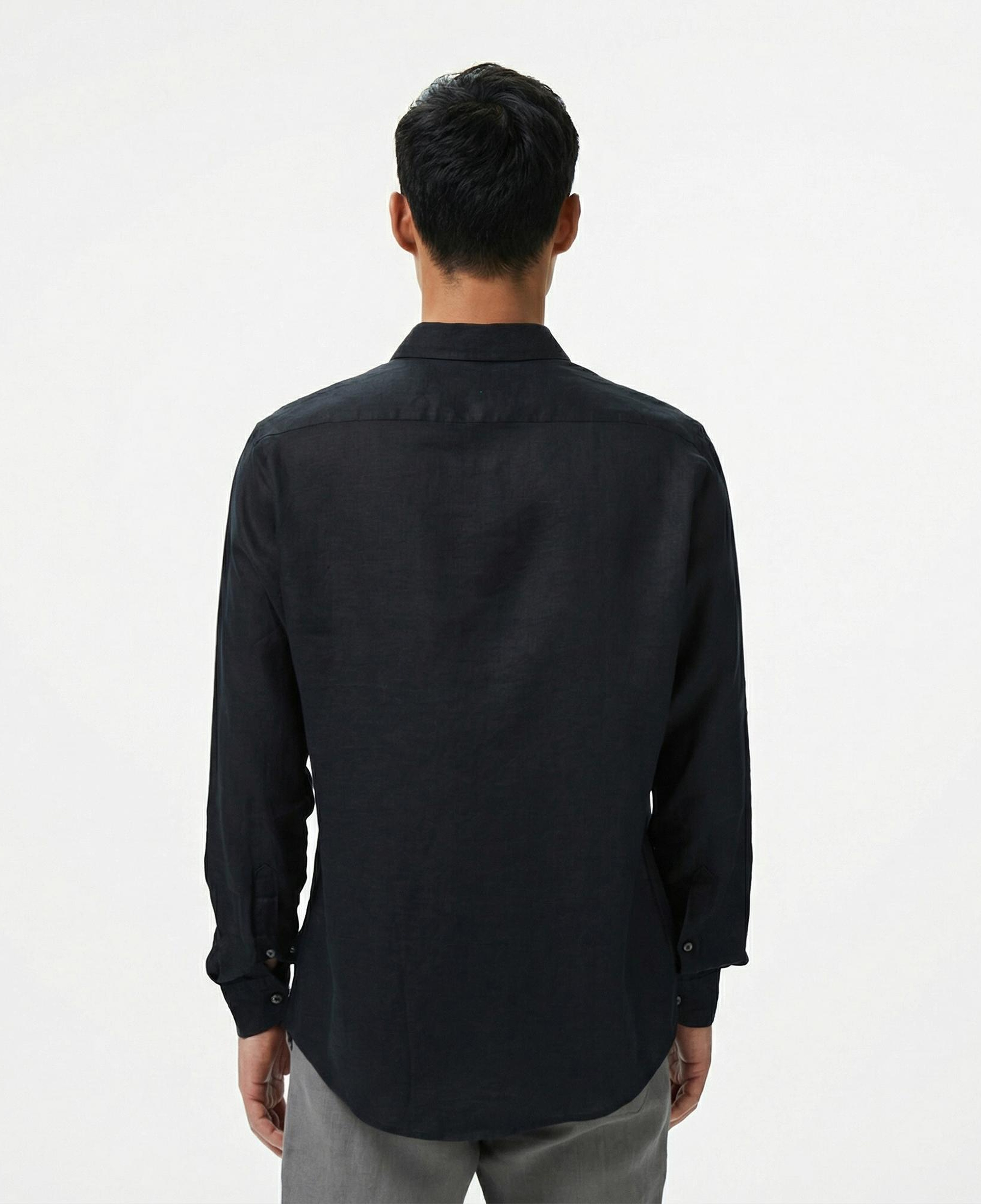 Nautica Erkek Siyah Classic Fit Keten Gömlek