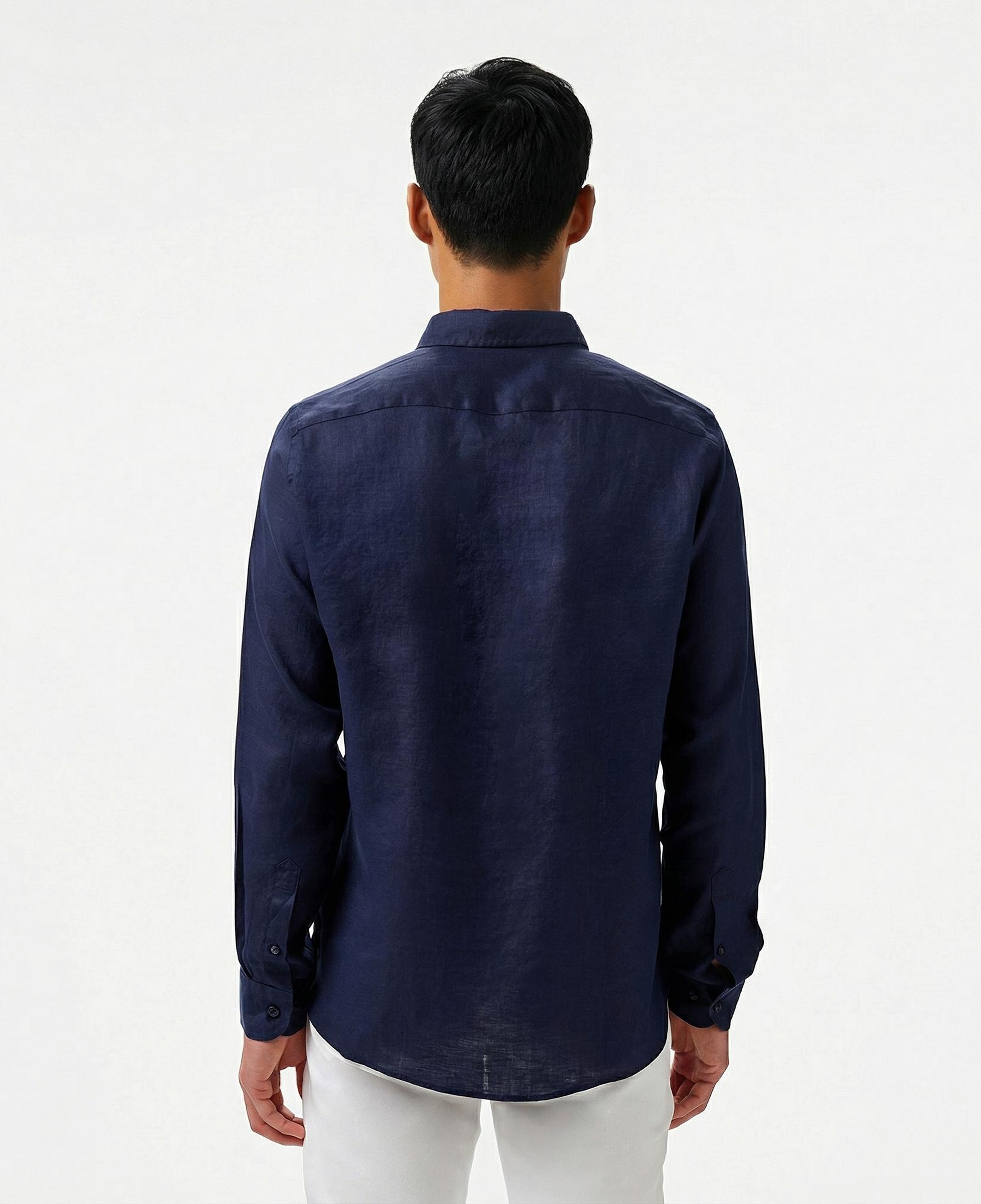 Nautica Erkek Lacivert Classic Fit Keten Gömlek