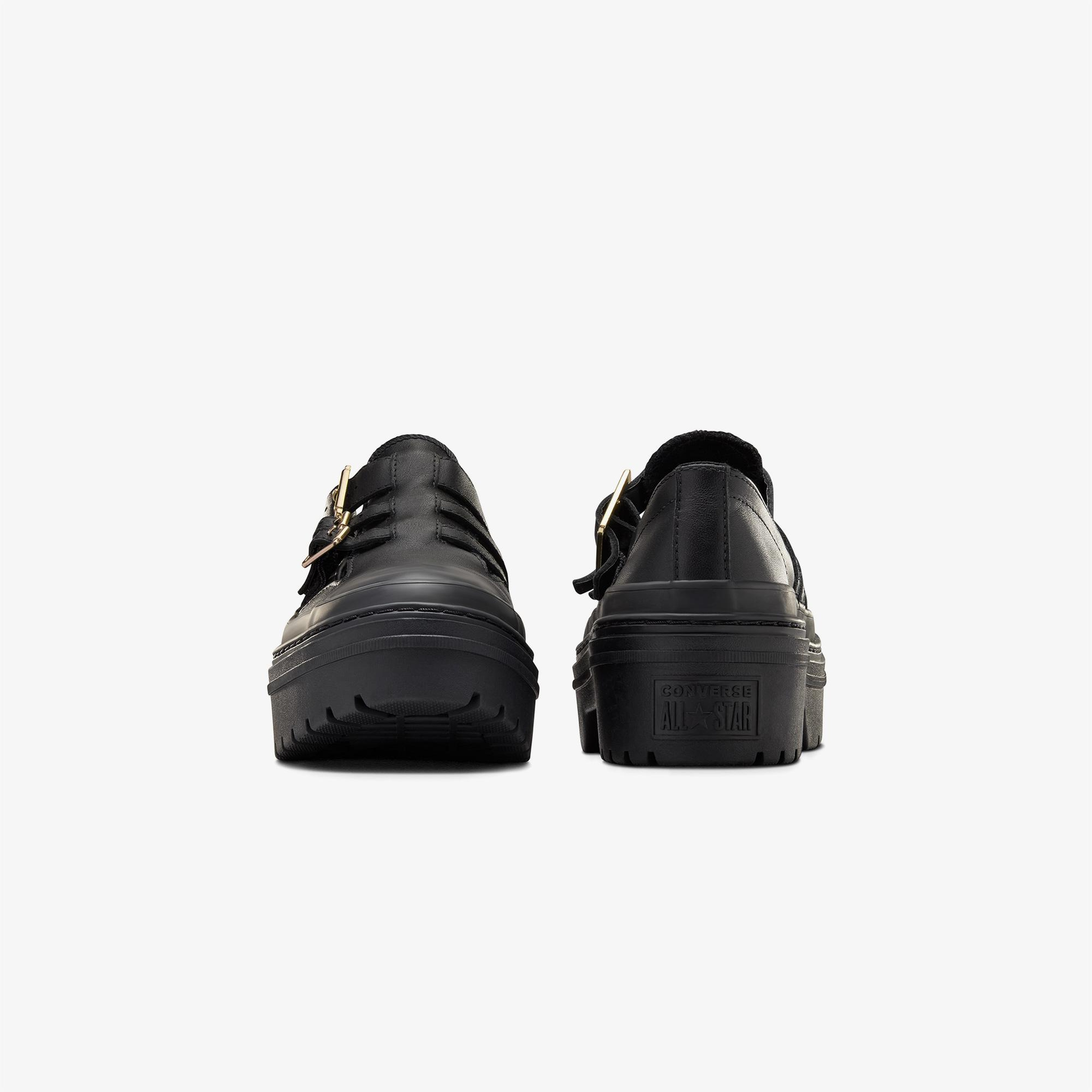 Converse Chuck Taylor All Star Lugged Heel Mary Jane Kadın Siyah Deri Platform Loafer Ayakkabı