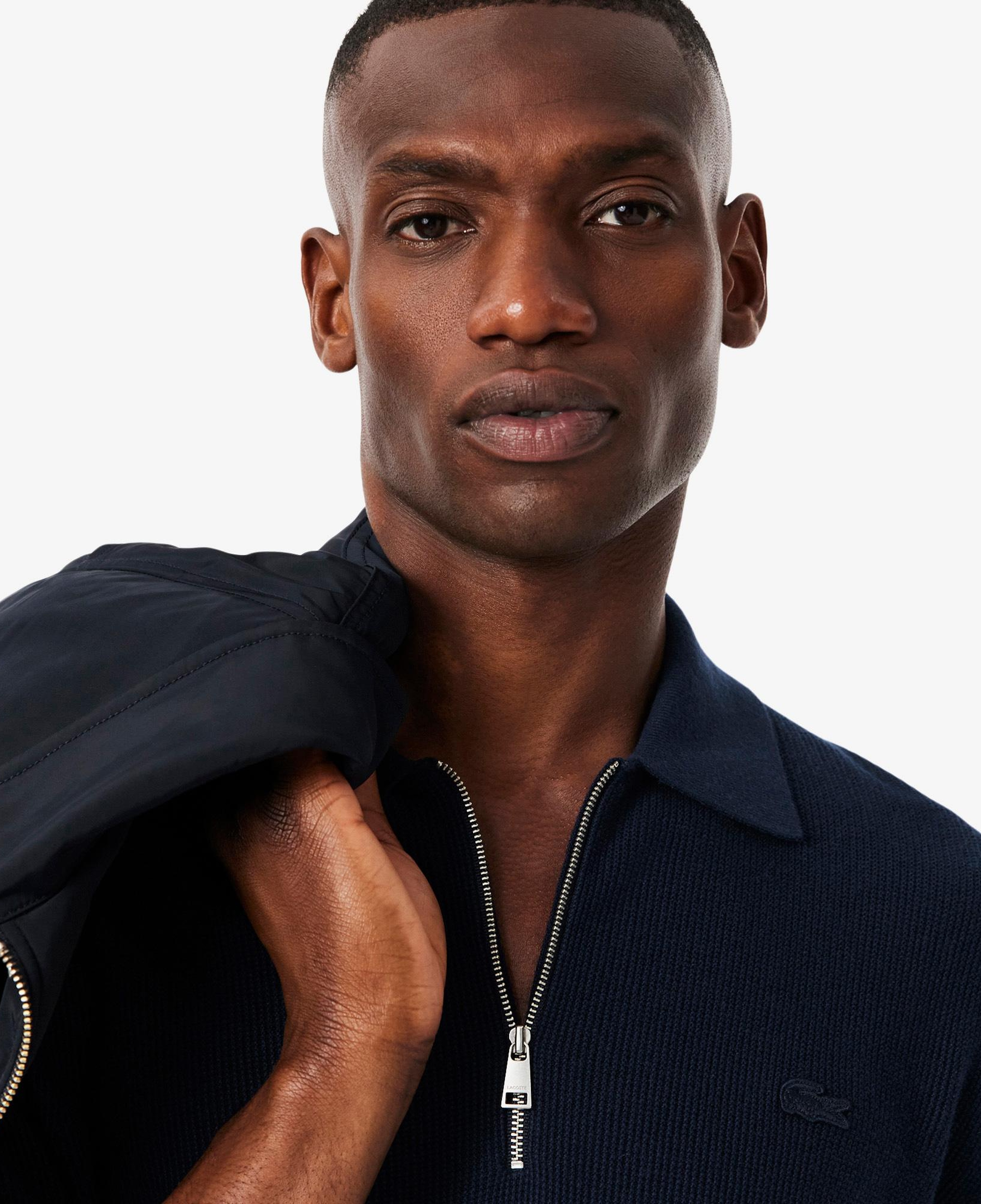 Lacoste Erkek Classic Fit Yarım Fermuarlı Lacivert Kazak