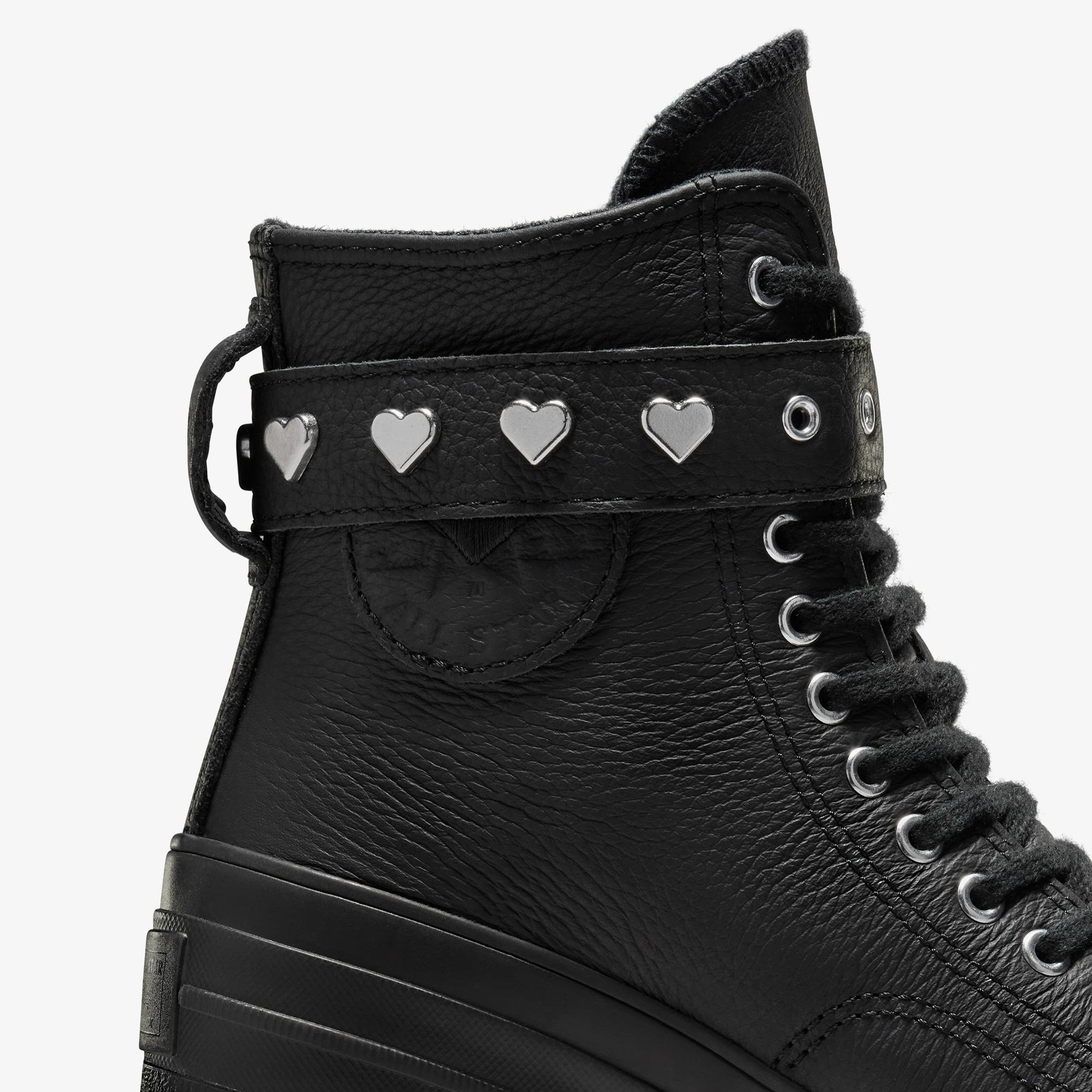 Converse Chuck 70 De Luxe Heel Unisex Siyah Deri Platform Dark Romance Sneaker