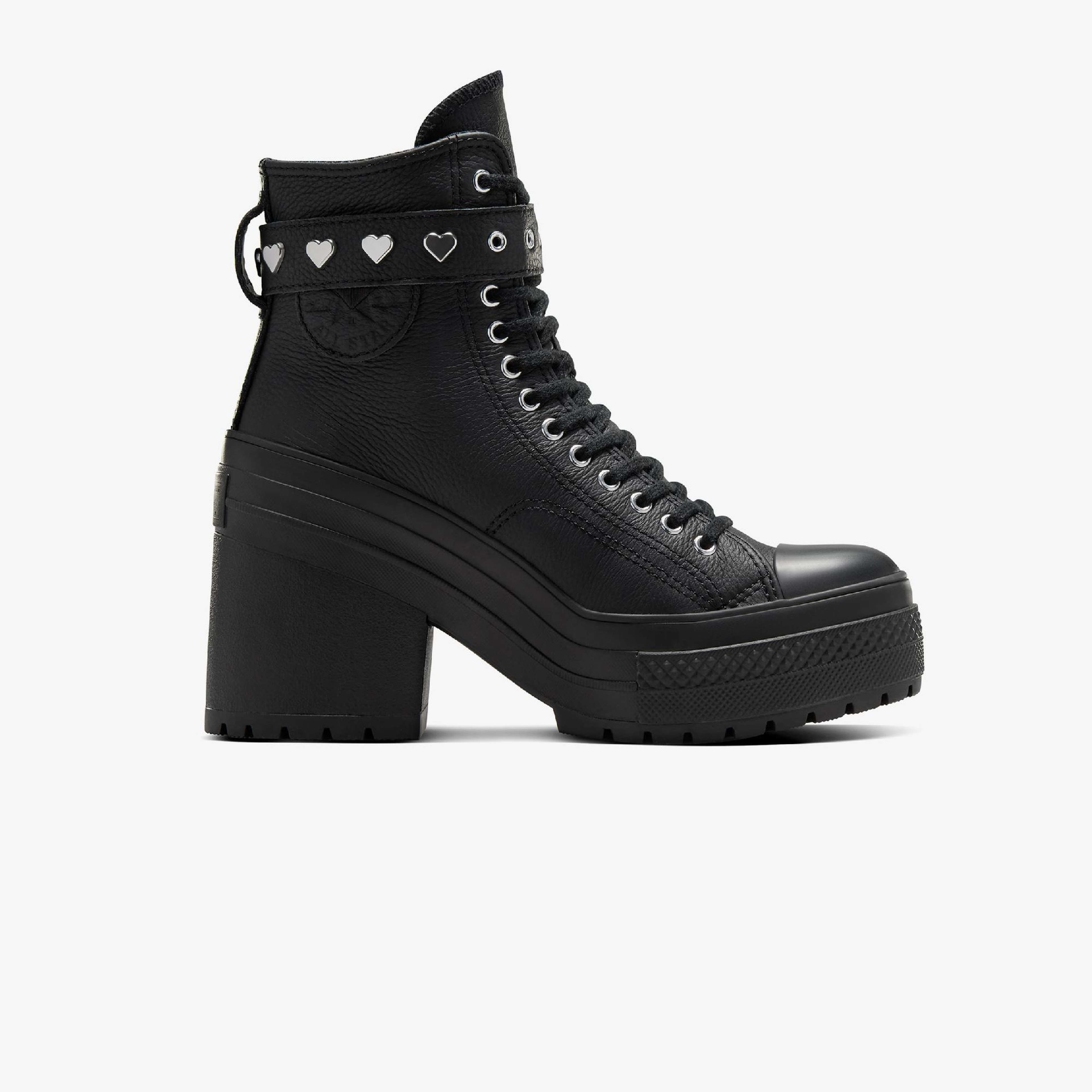 Converse Chuck 70 De Luxe Heel Unisex Siyah Deri Platform Dark Romance Sneaker