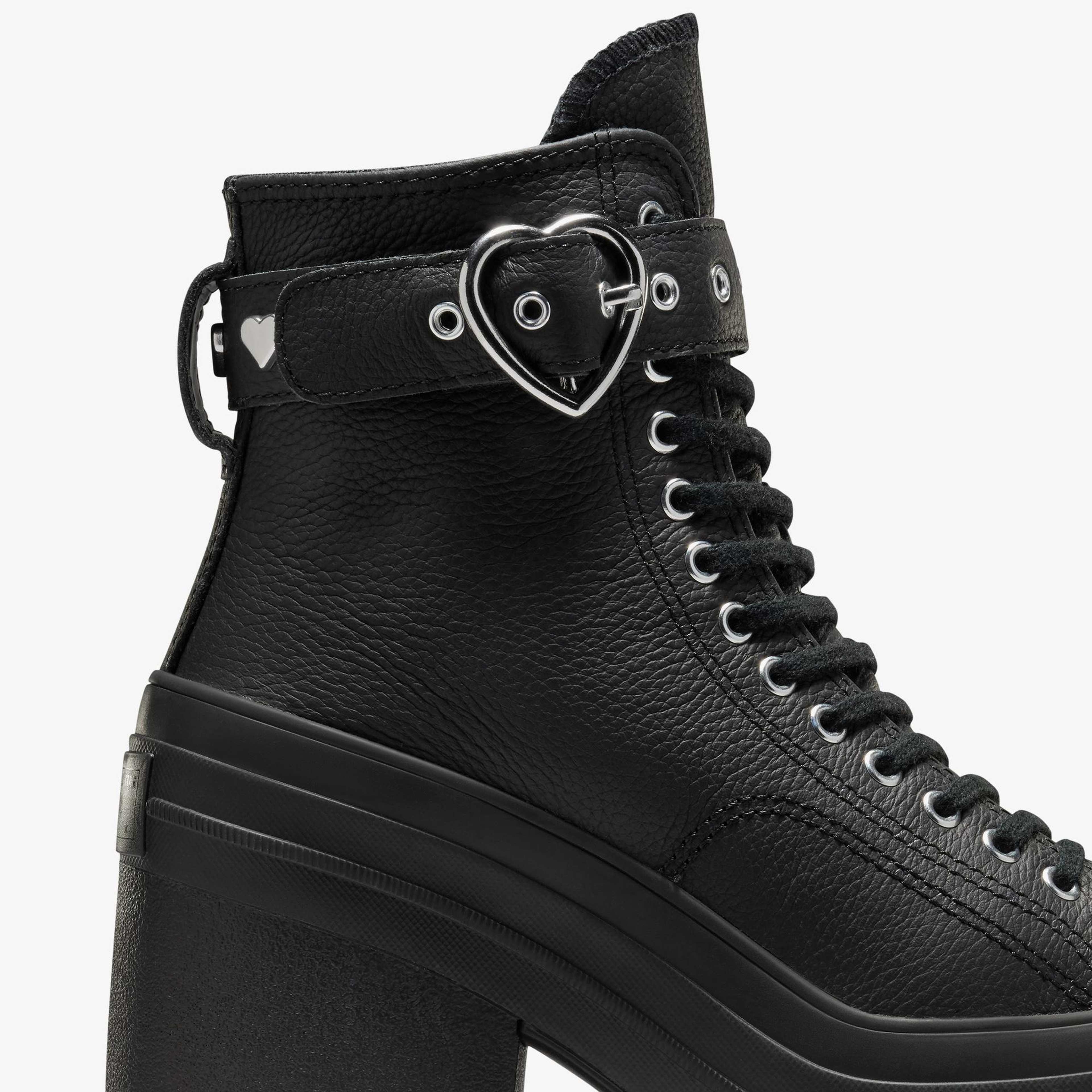 Converse Chuck 70 De Luxe Heel Unisex Siyah Deri Platform Dark Romance Sneaker