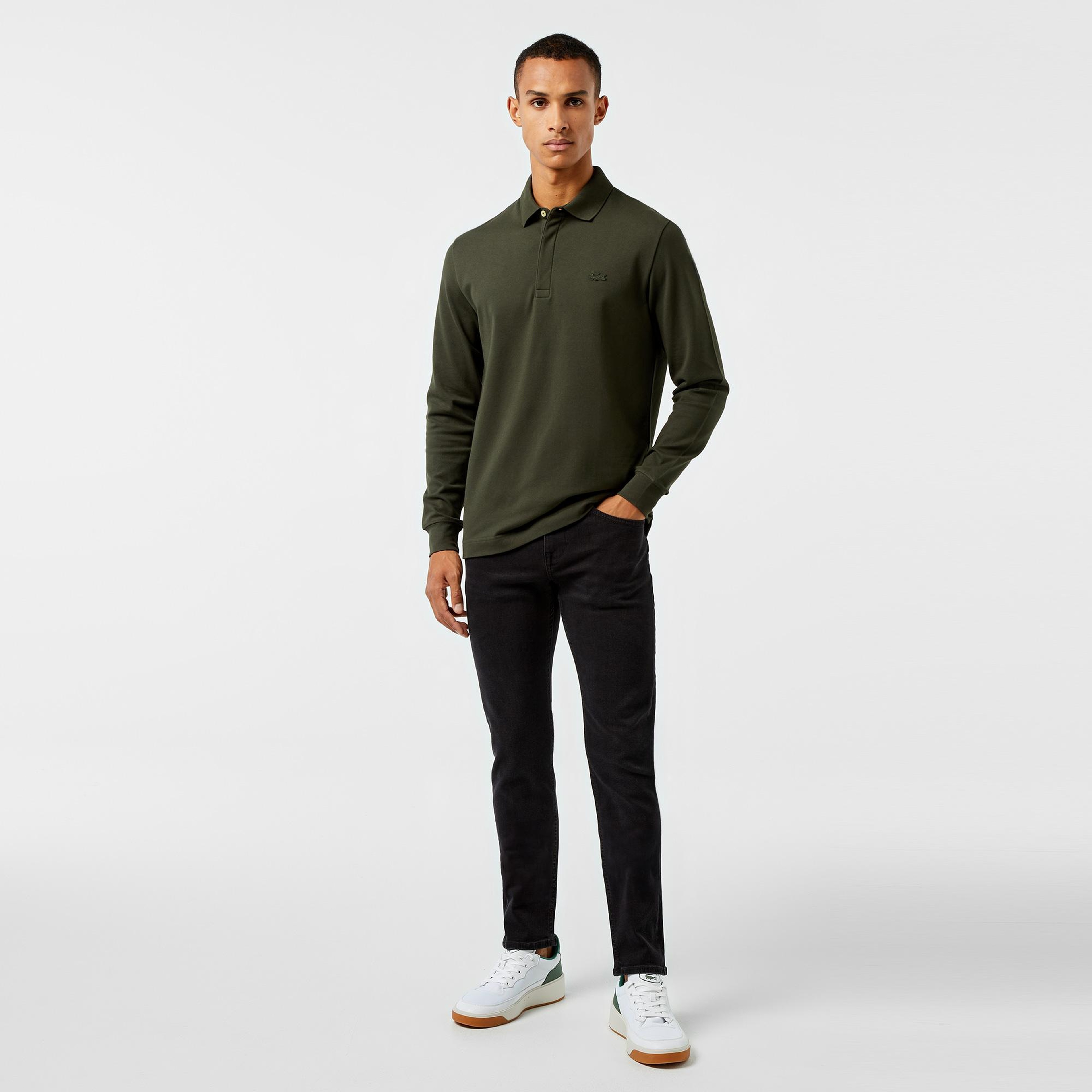 Lacoste Paris Erkek Regular Fit Uzun Kollu Haki Polo