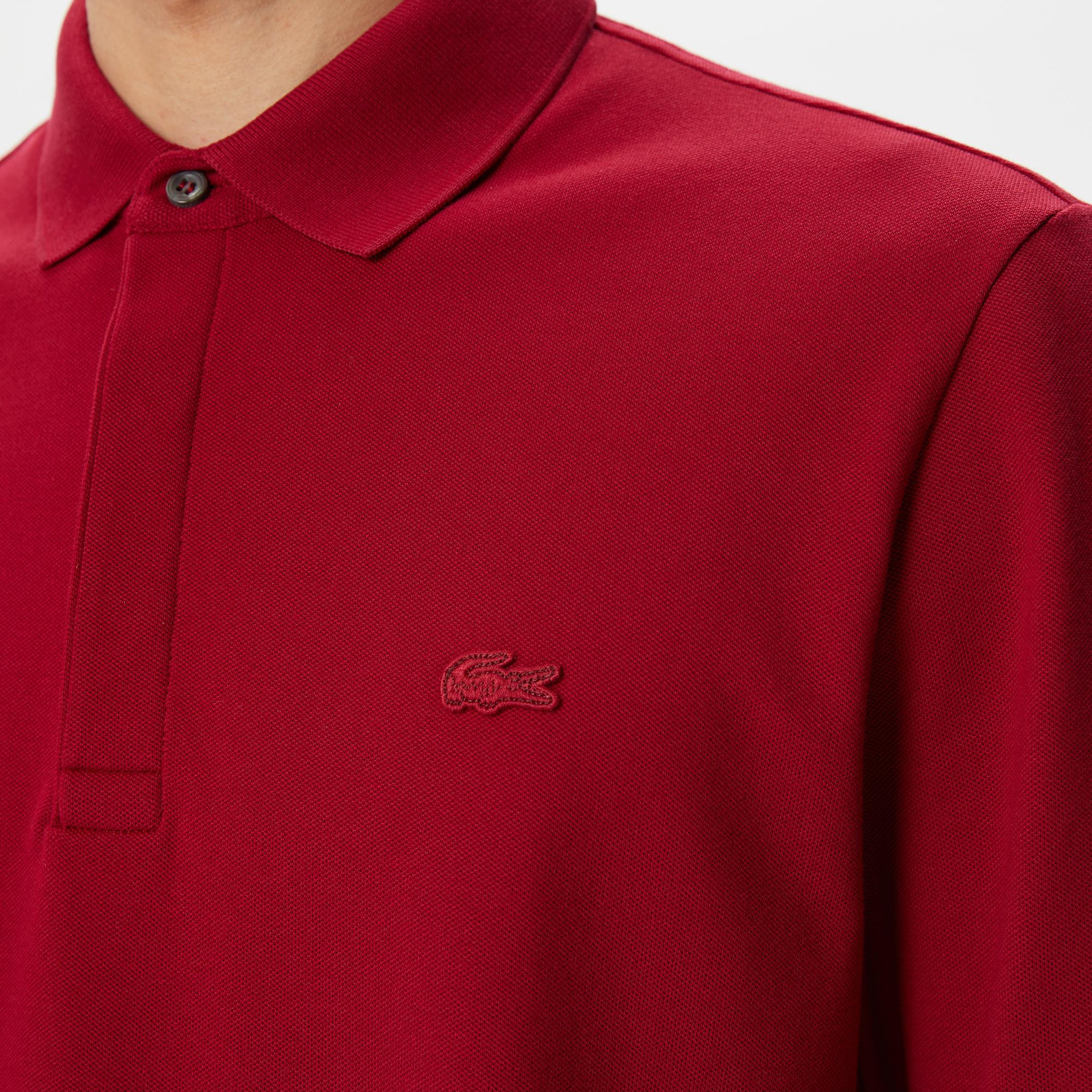 Lacoste Paris Erkek Regular Fit Uzun Kollu Bordo Polo
