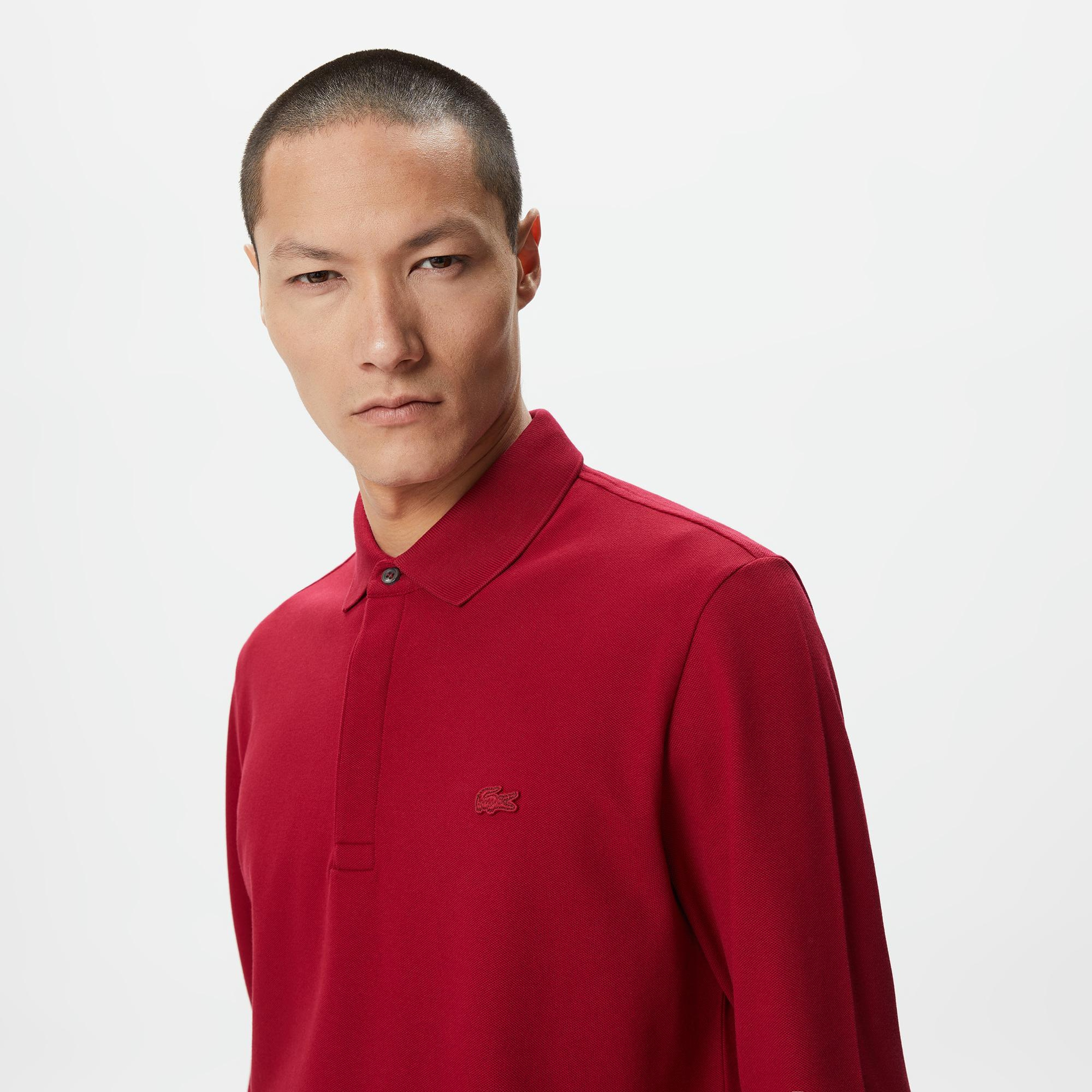 Lacoste Paris Erkek Regular Fit Uzun Kollu Bordo Polo