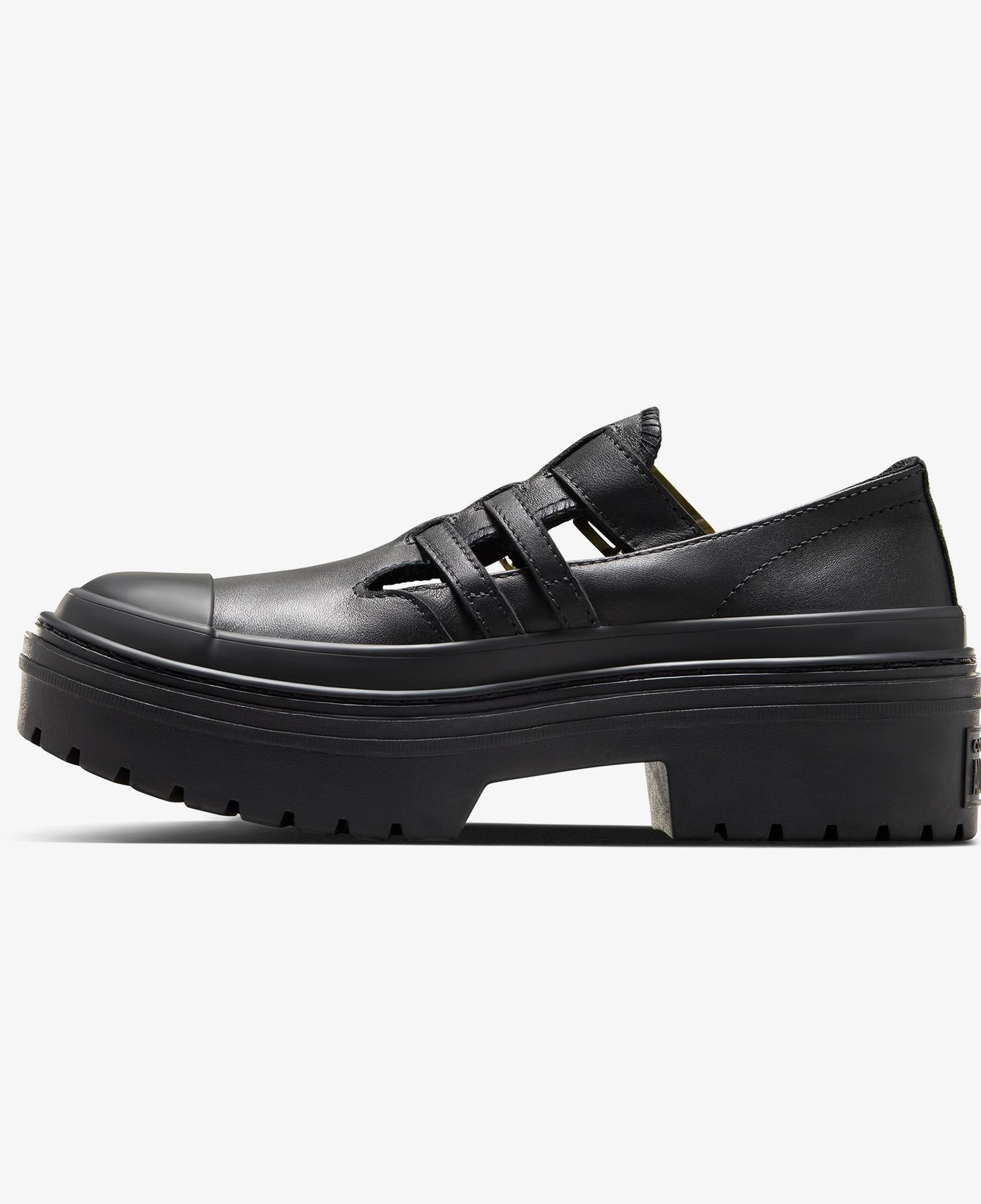 Converse Chuck Taylor All Star Lugged Heel Mary Jane Kadın Siyah Deri Platform Loafer Ayakkabı