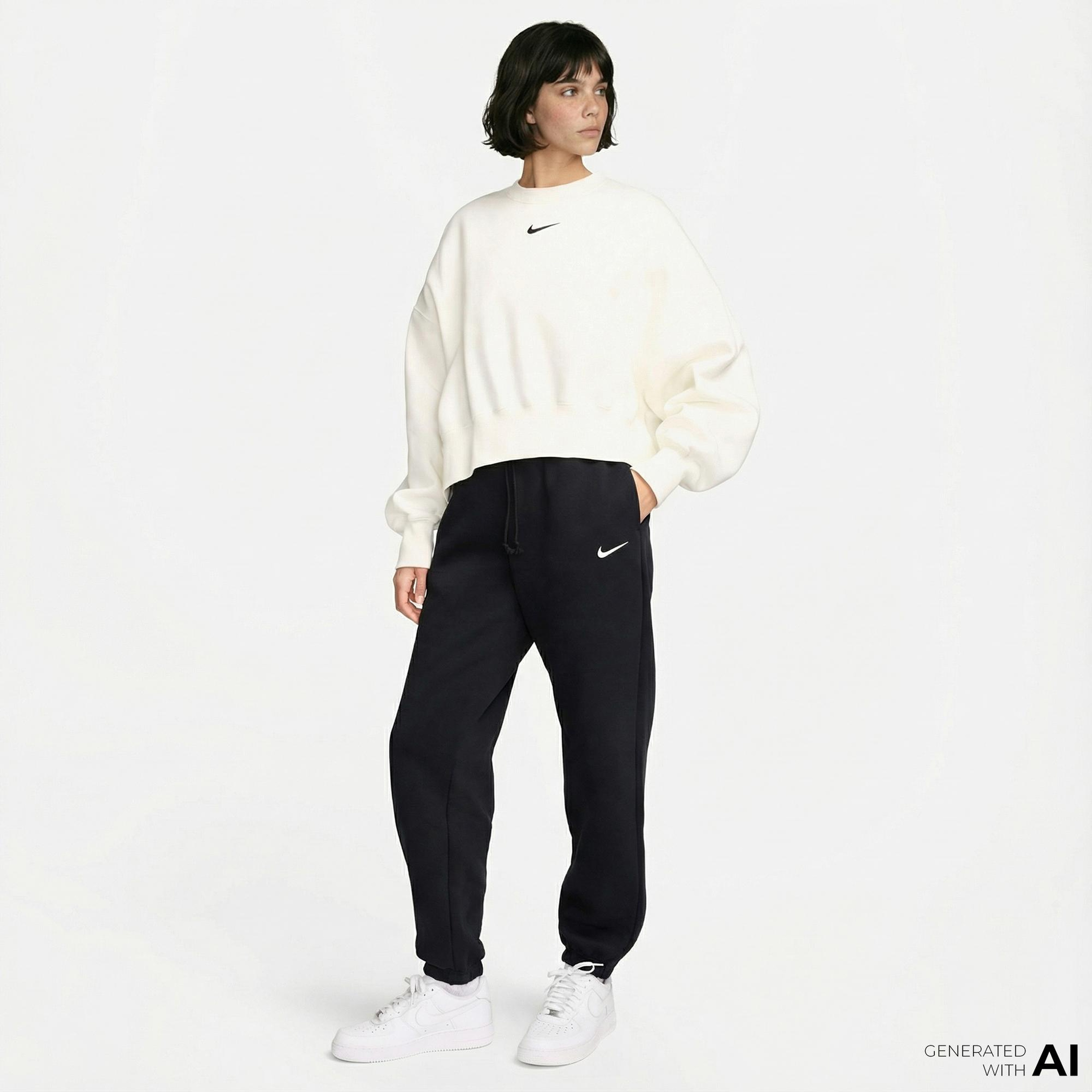 Nike Sportswear Phoenix Fleece High Rise Kadın Siyah Eşofman Altı