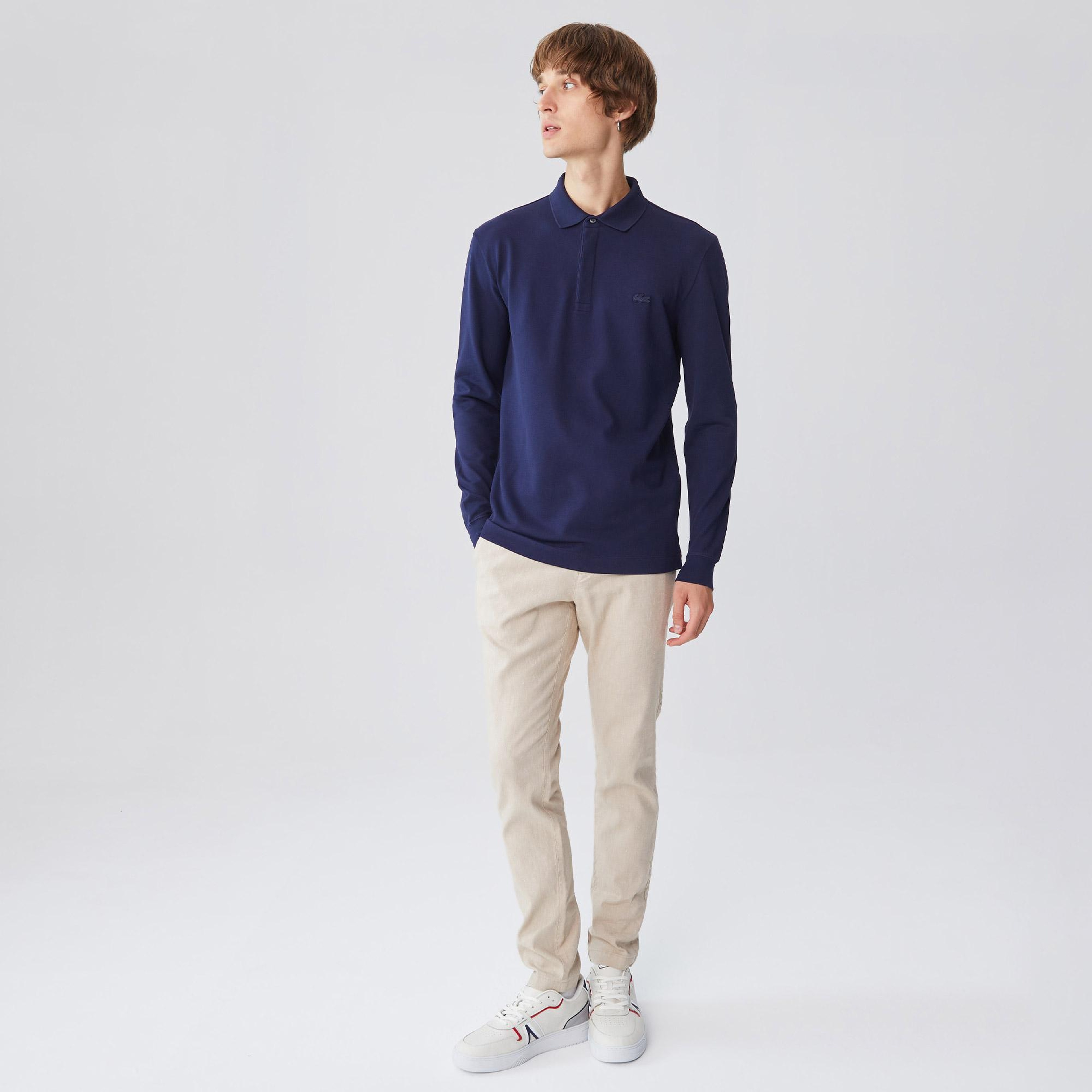 Lacoste Erkek Regular Fit Uzun Kollu Lacivert Paris Polo