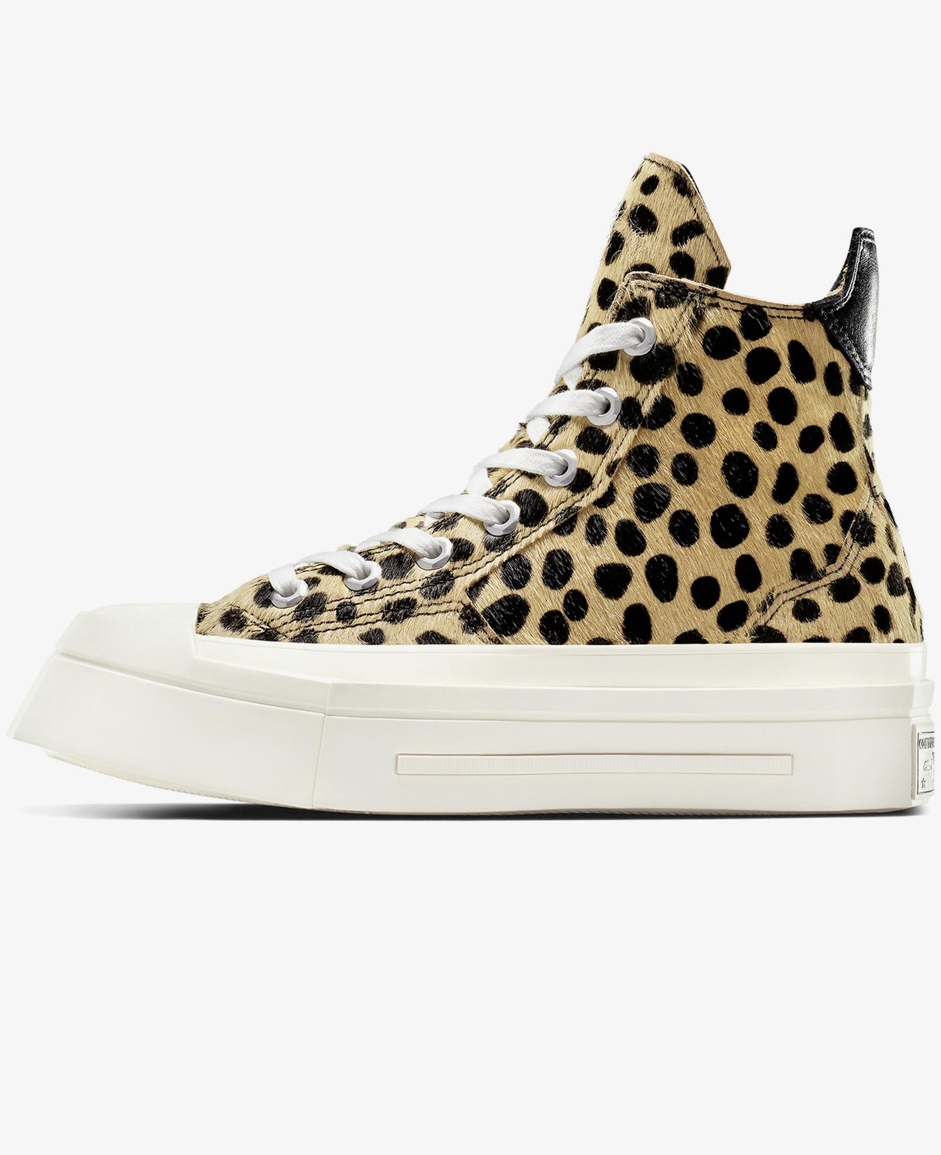 Converse Chuck 70 Leopard Print De Luxe Squared Unisex Bej Platform Sneaker