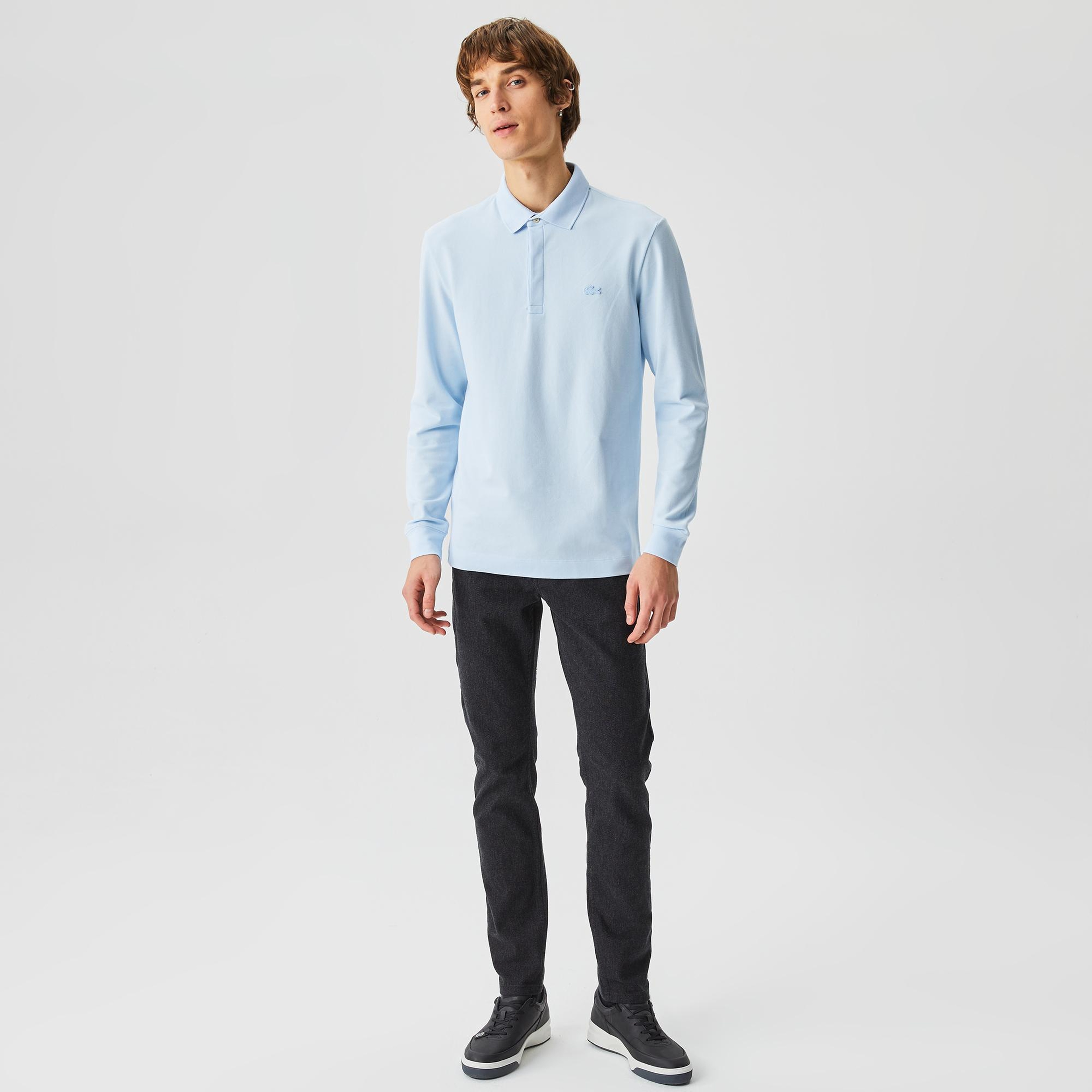 Lacoste Paris Erkek Regular Fit Uzun Kollu Mavi Polo