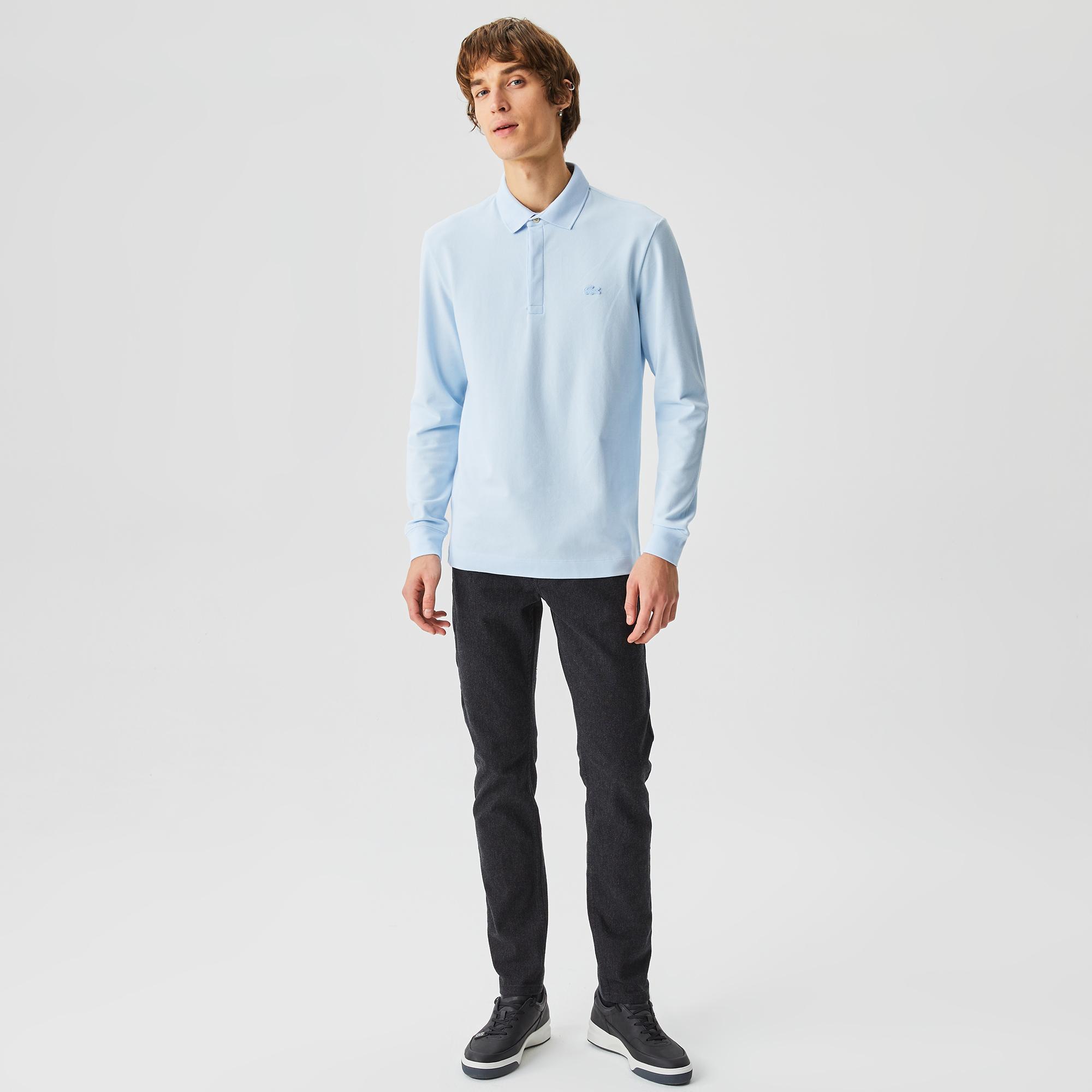 Lacoste Paris Erkek Regular Fit Uzun Kollu Mavi Polo