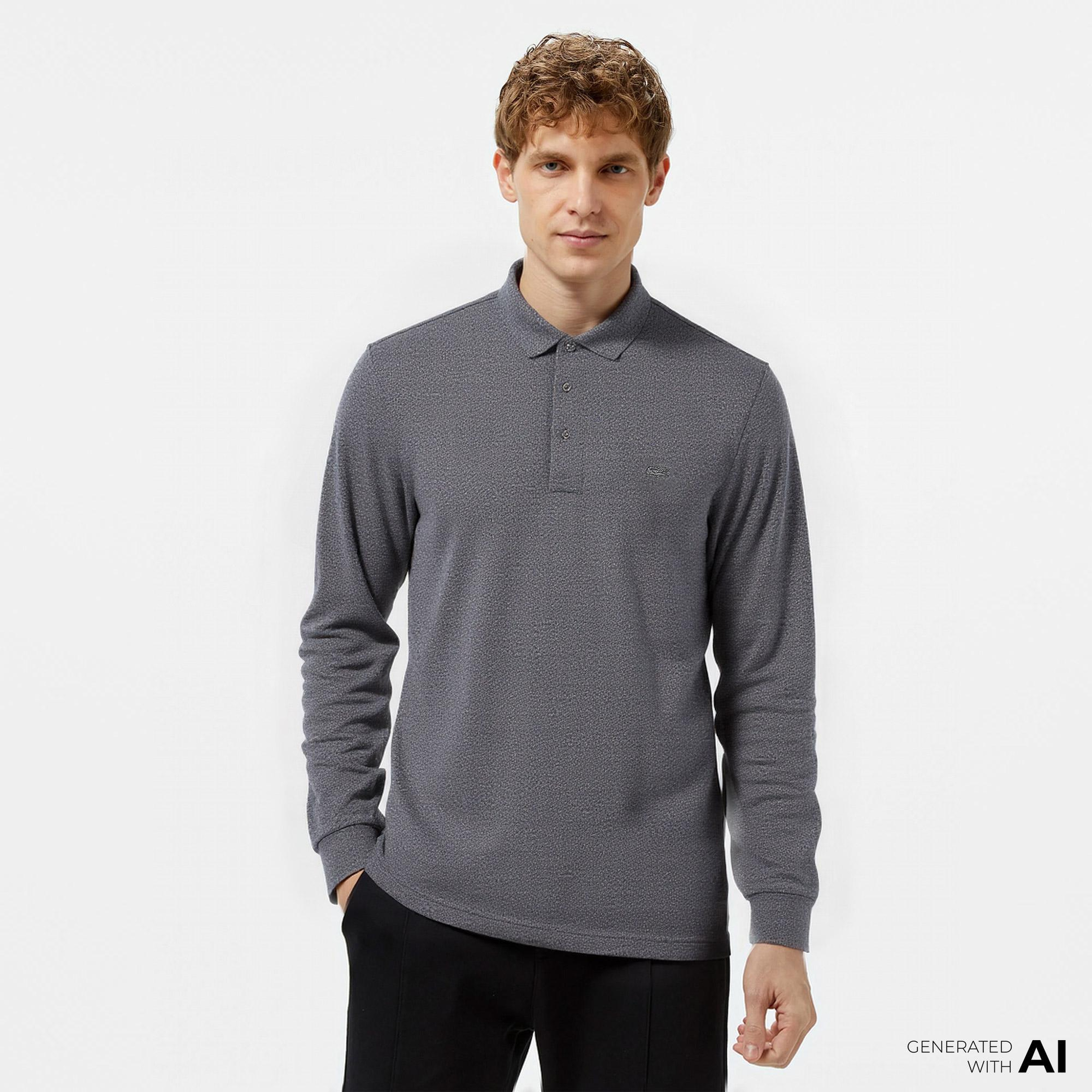 Lacoste Paris Erkek Regular Fit Uzun Kollu Koyu Gri Polo