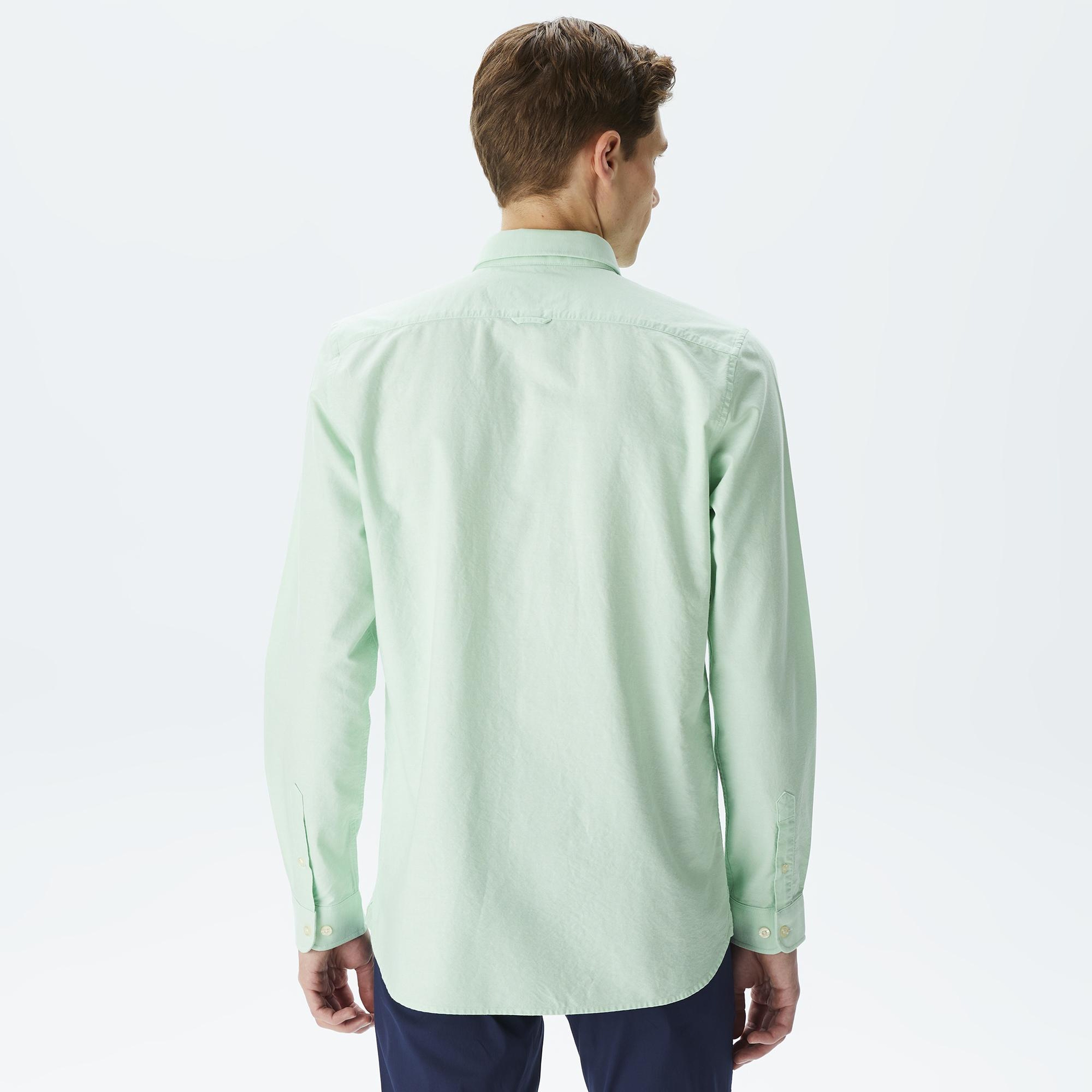 Lacoste Erkek Slim Fit Düğmeli Yaka Açık Yeşil Gömlek