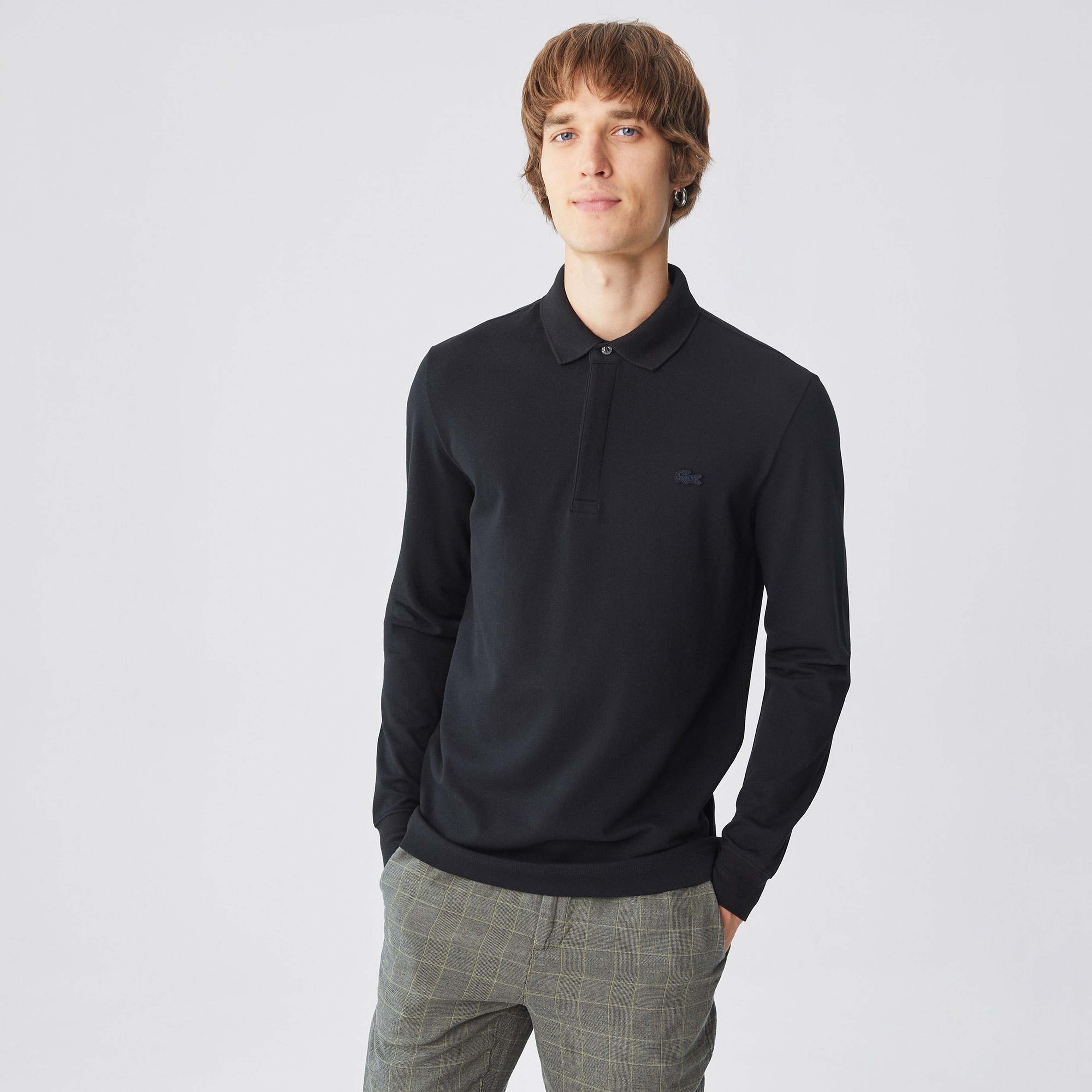 Lacoste Paris Erkek Regular Fit Uzun Kollu Siyah Polo