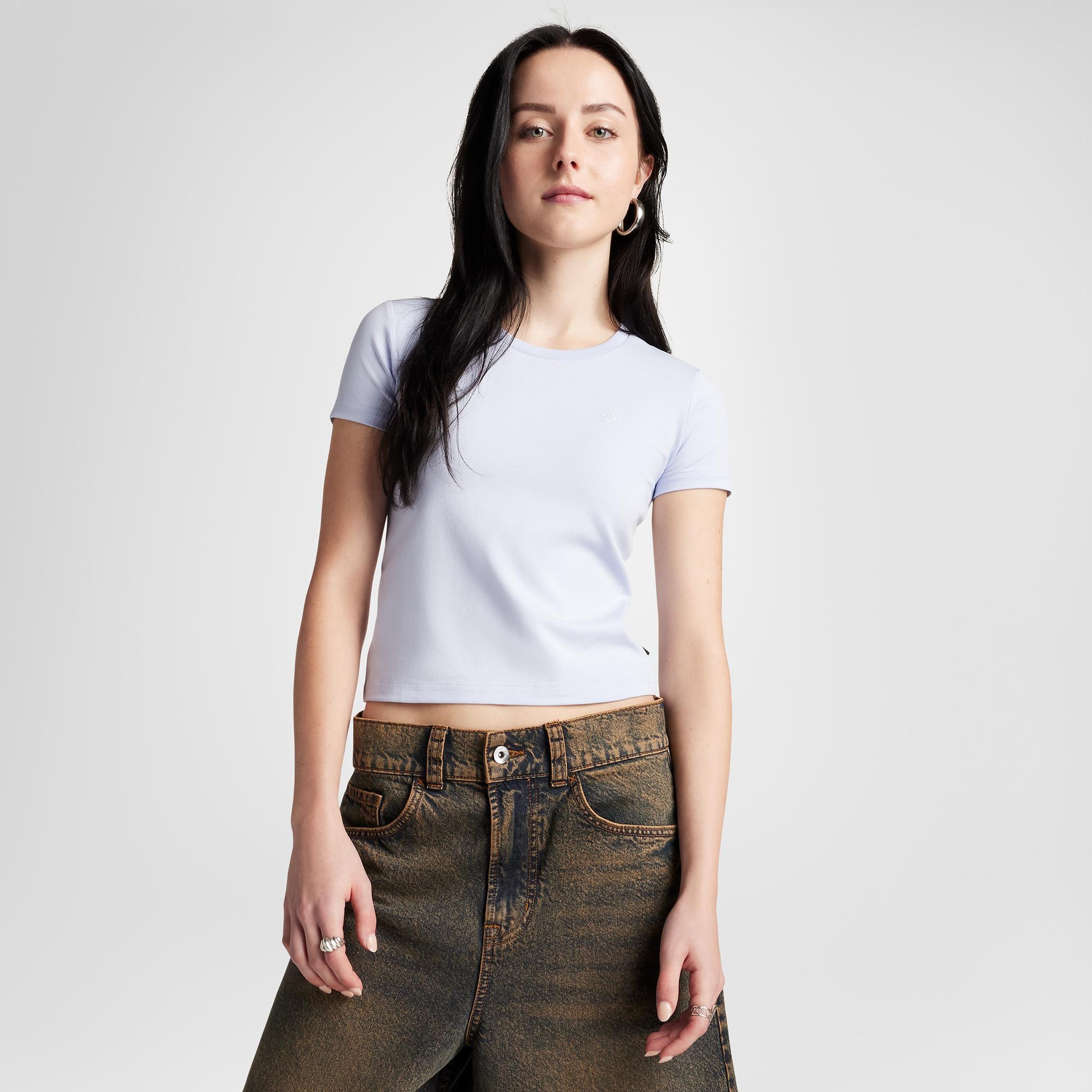 Converse Slim Fit Kadın Lila T-Shirt