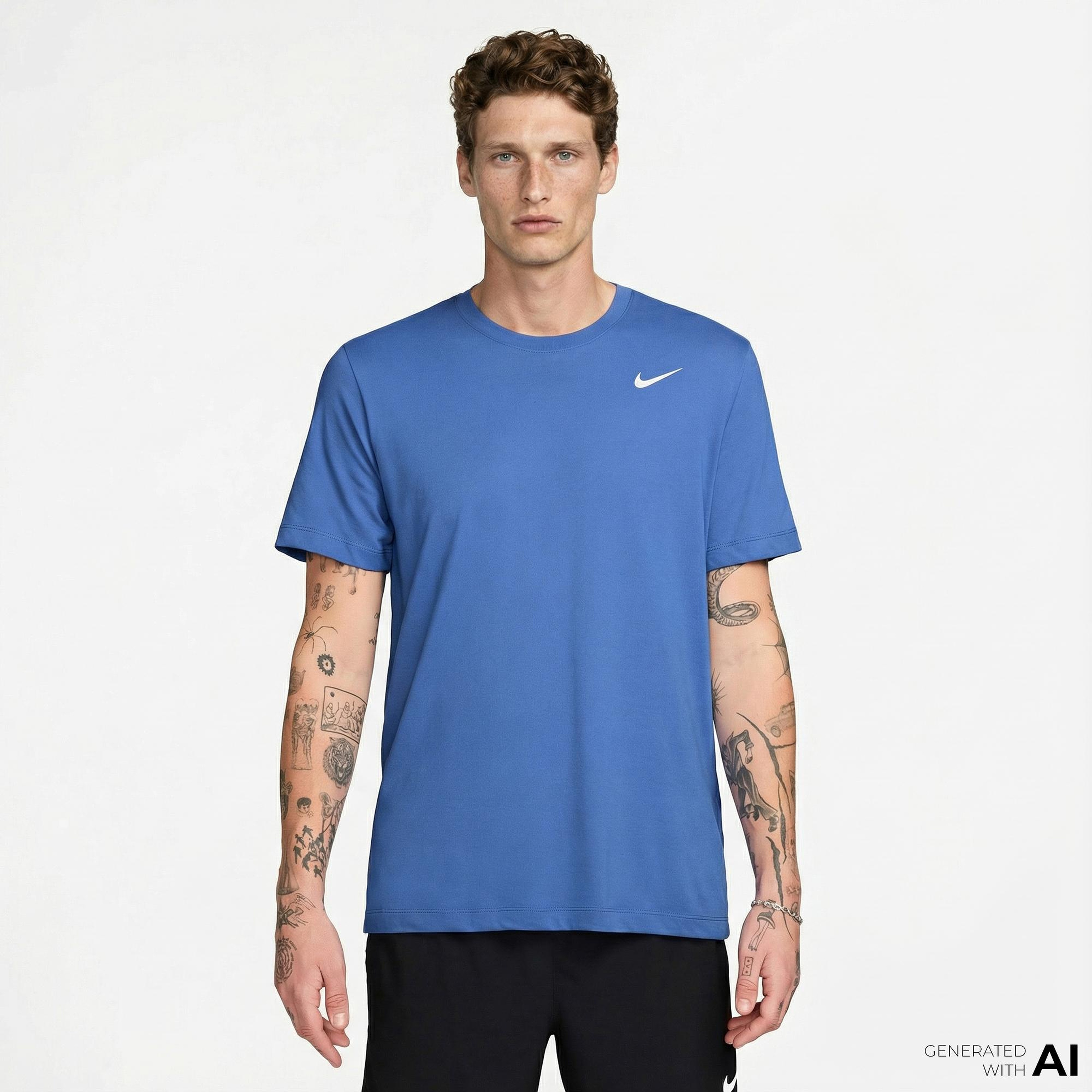 Nike Dri-Fit Crew Solid Erkek Mavi T-Shirt
