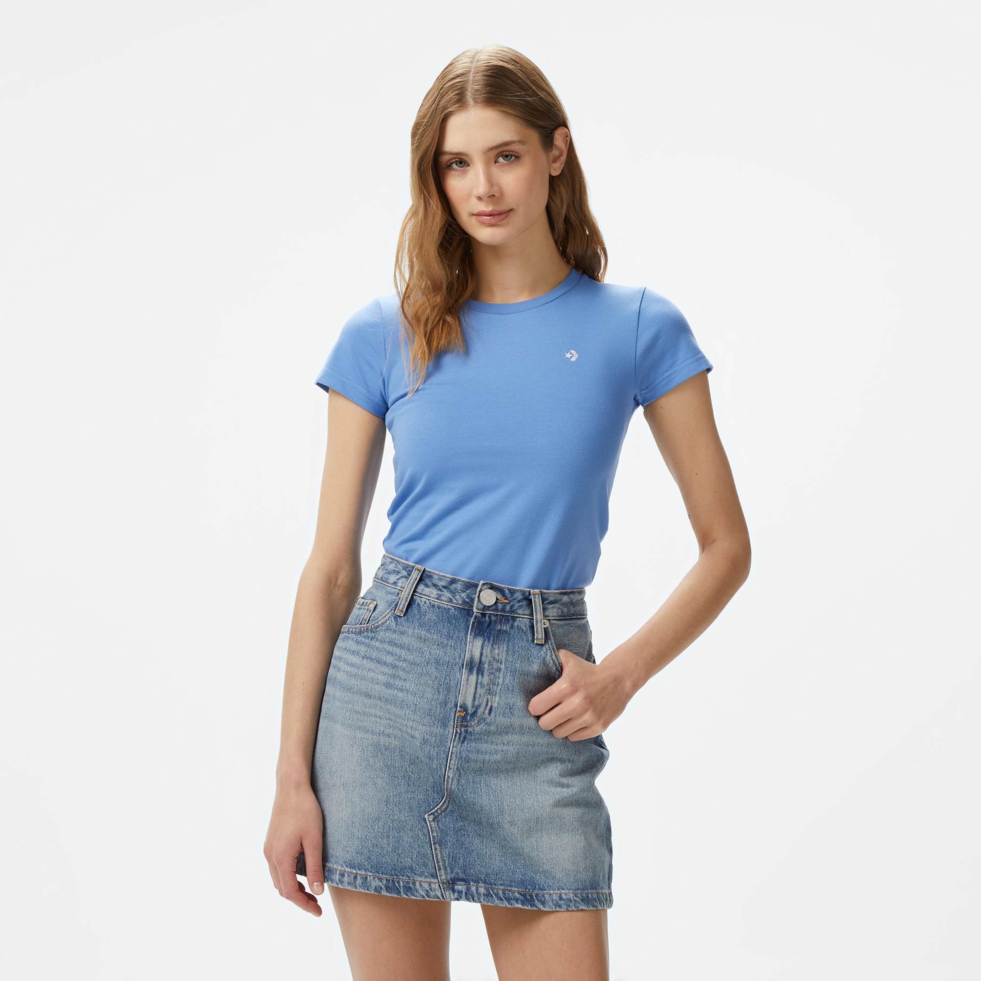 Converse Slim Fit Kadın Mavi T-Shirt