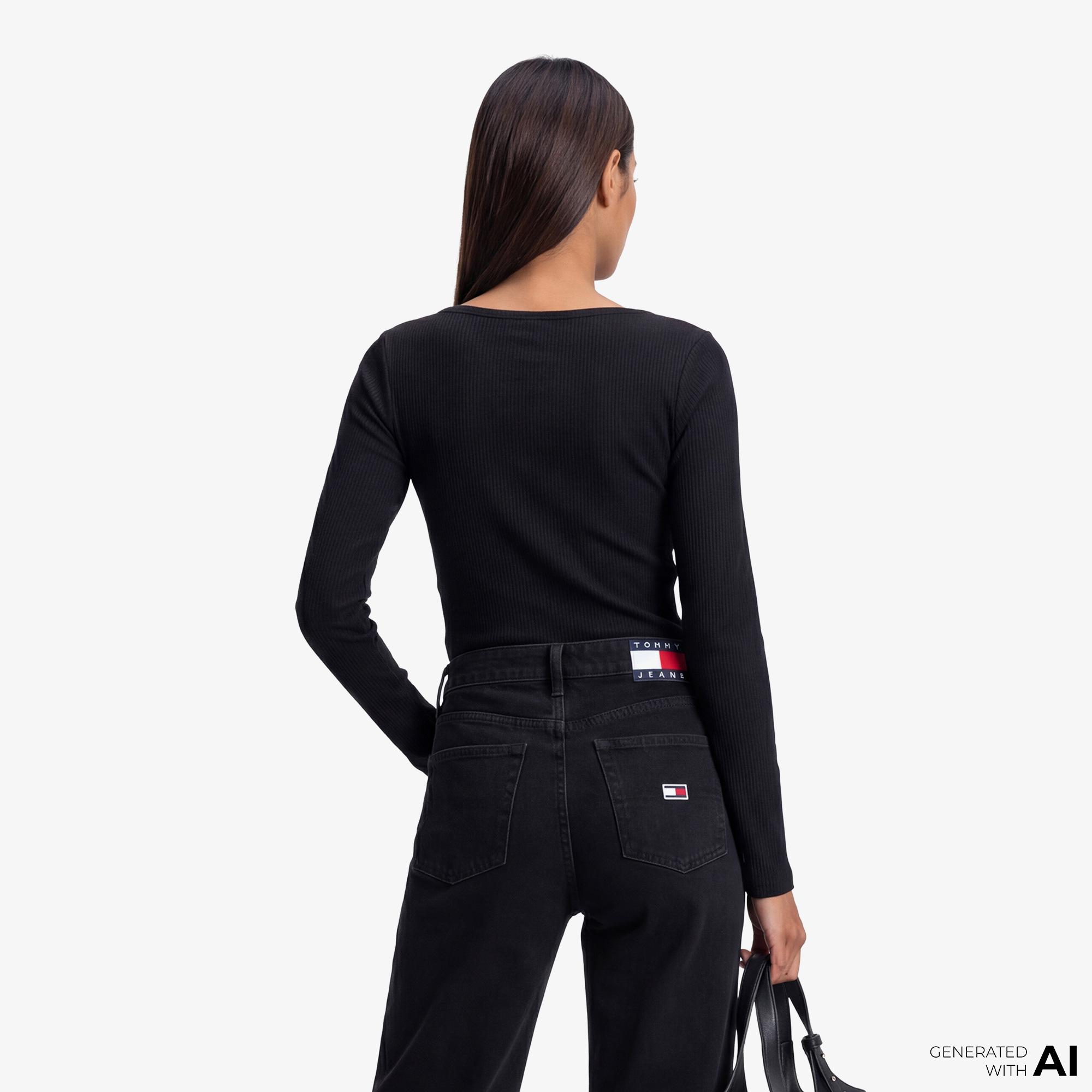 Tommy Hilfiger Kadın Siyah Uzun Kollu T-Shirt