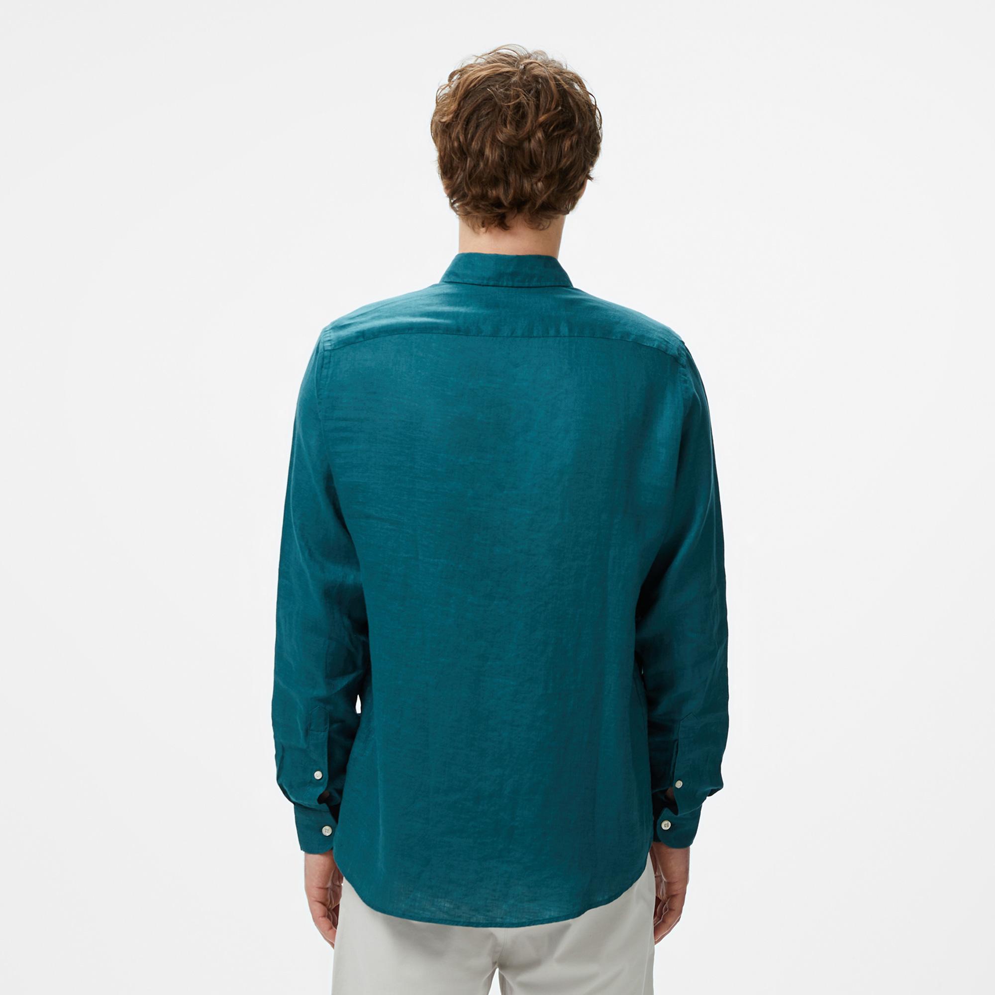 Nautica Erkek Yeşil Classic Fit Keten Gömlek