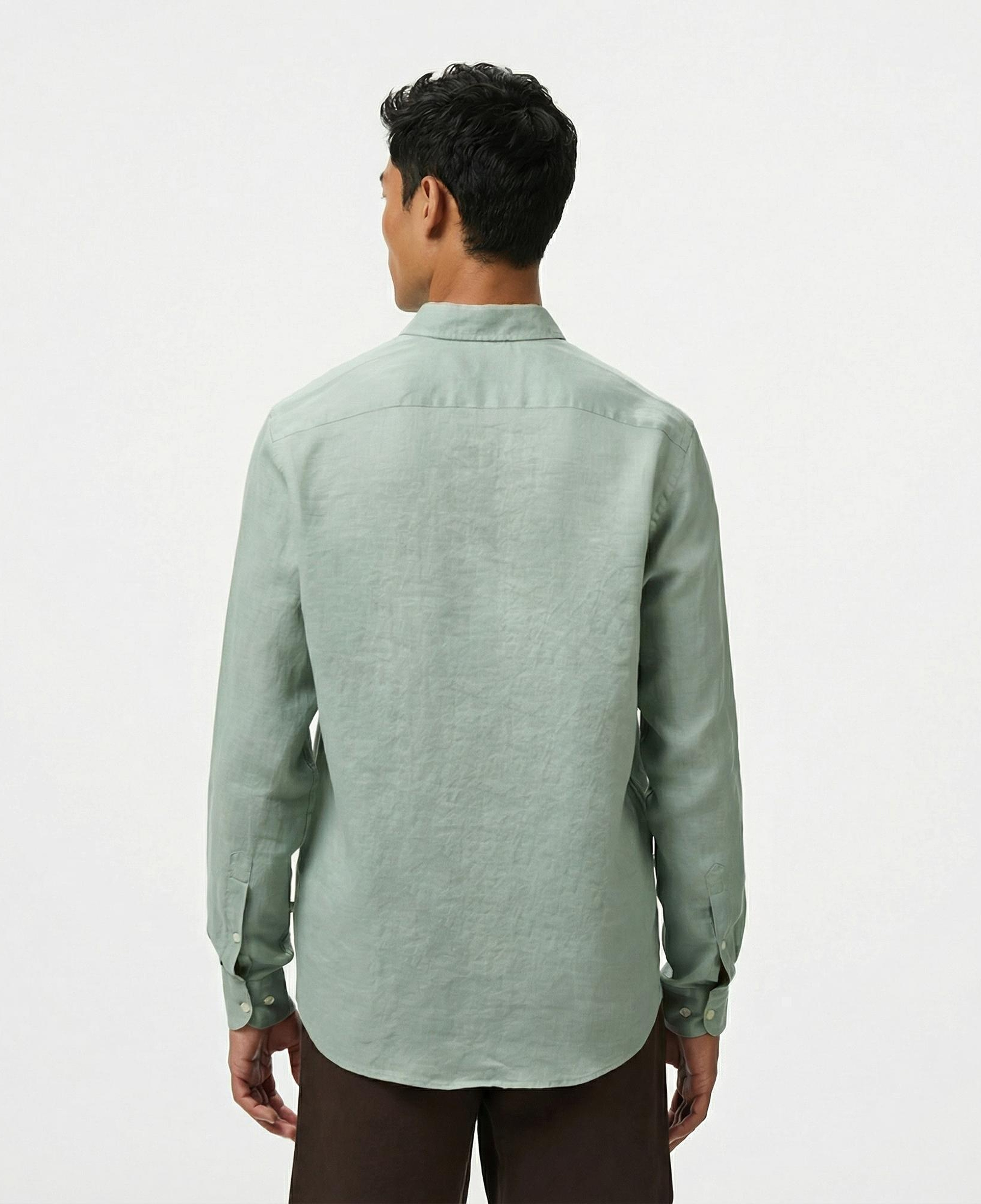 Nautica Erkek Yeşil Classic Fit Keten Gömlek