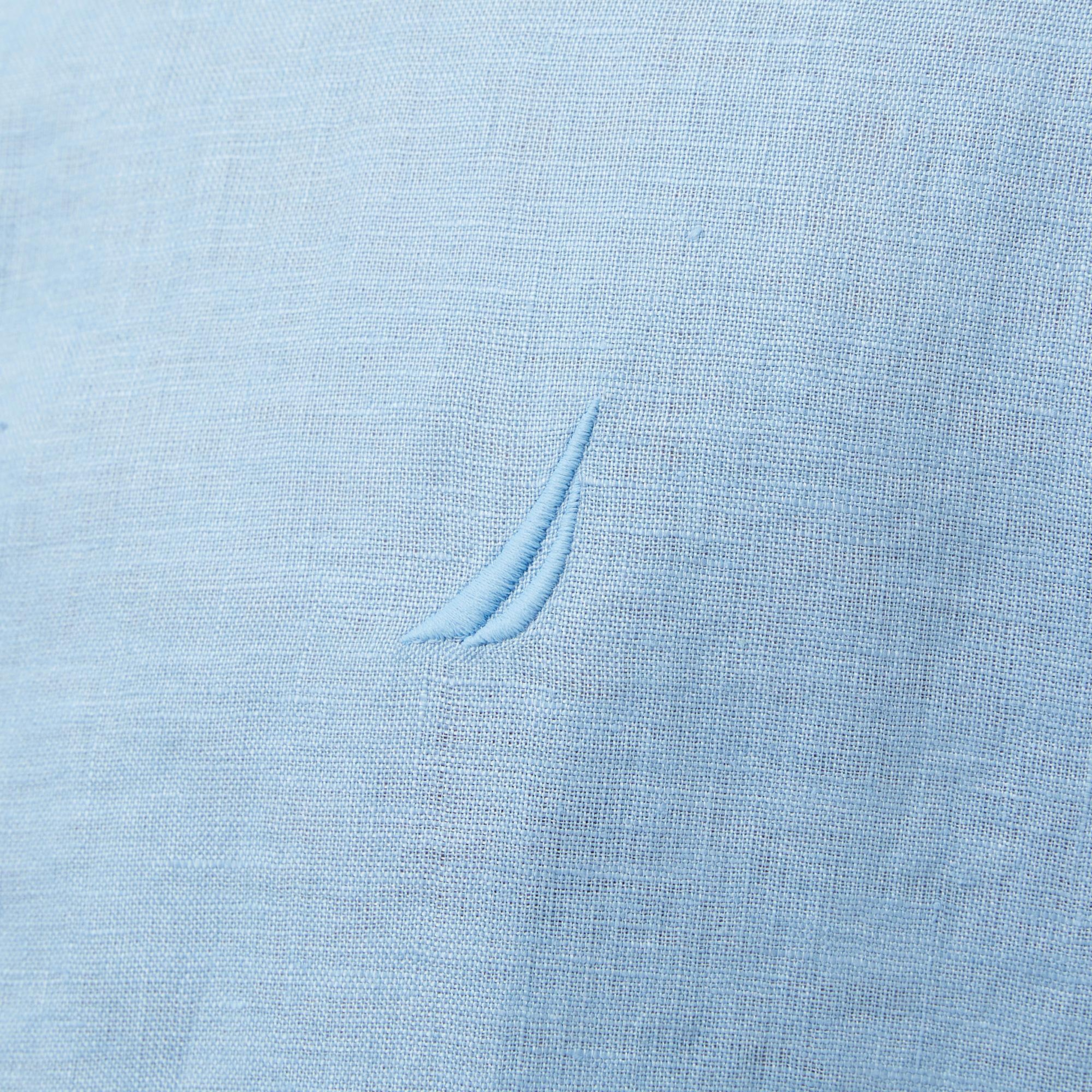 Nautica Erkek Mavi Classic Fit Keten Gömlek