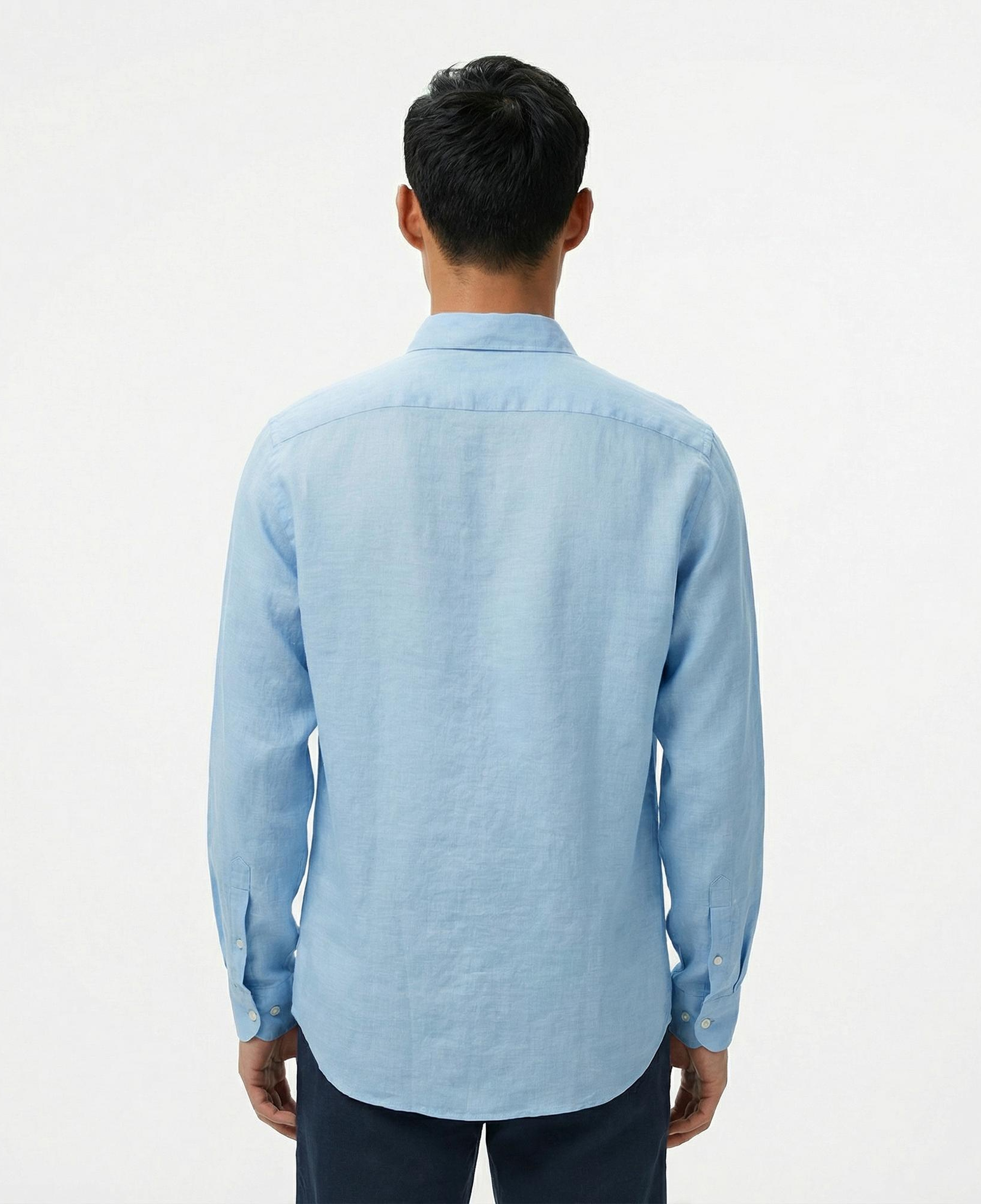 Nautica Erkek Mavi Classic Fit Keten Gömlek