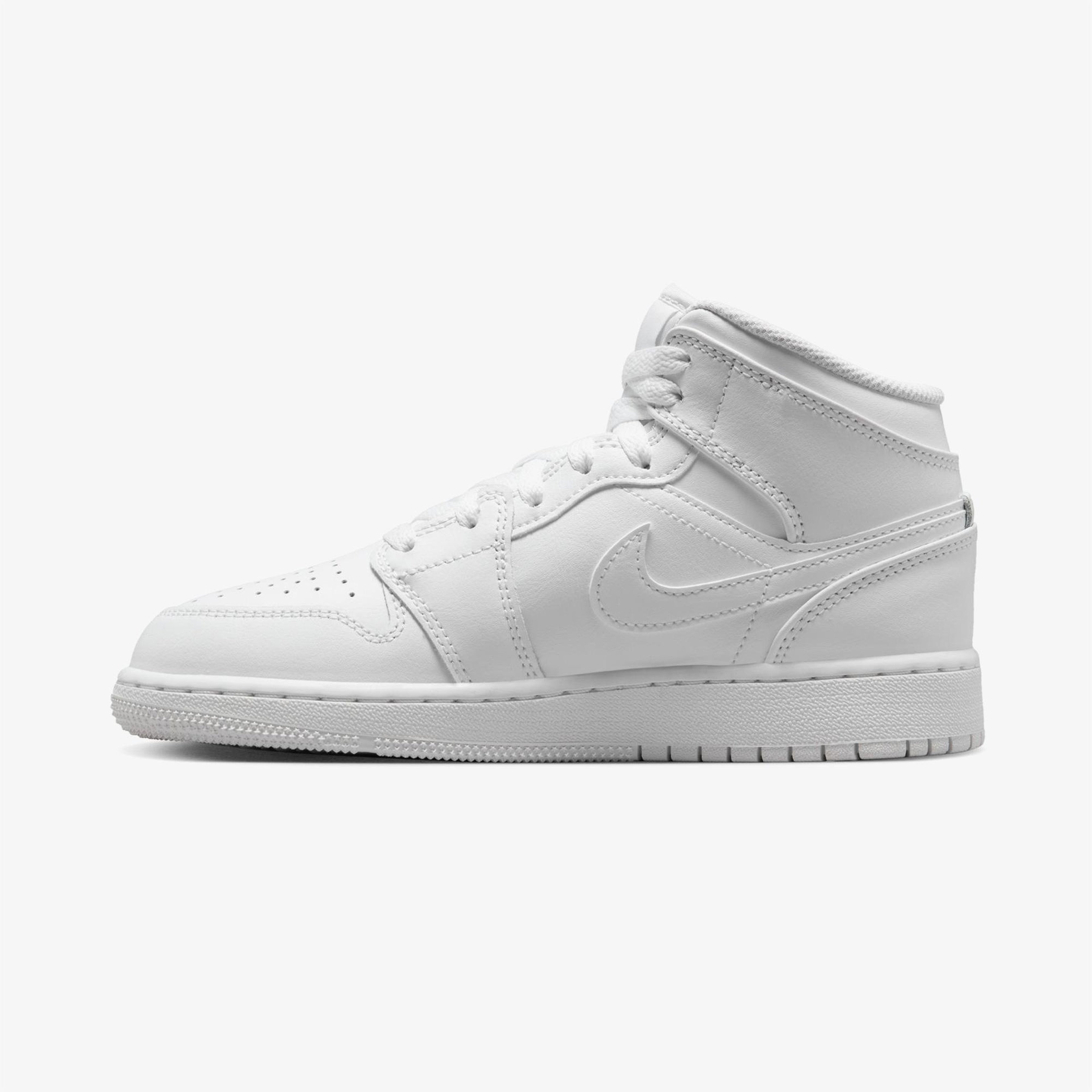 Jordan Air 1 Mid Genç Çocuk Beyaz Spor Ayakkabı