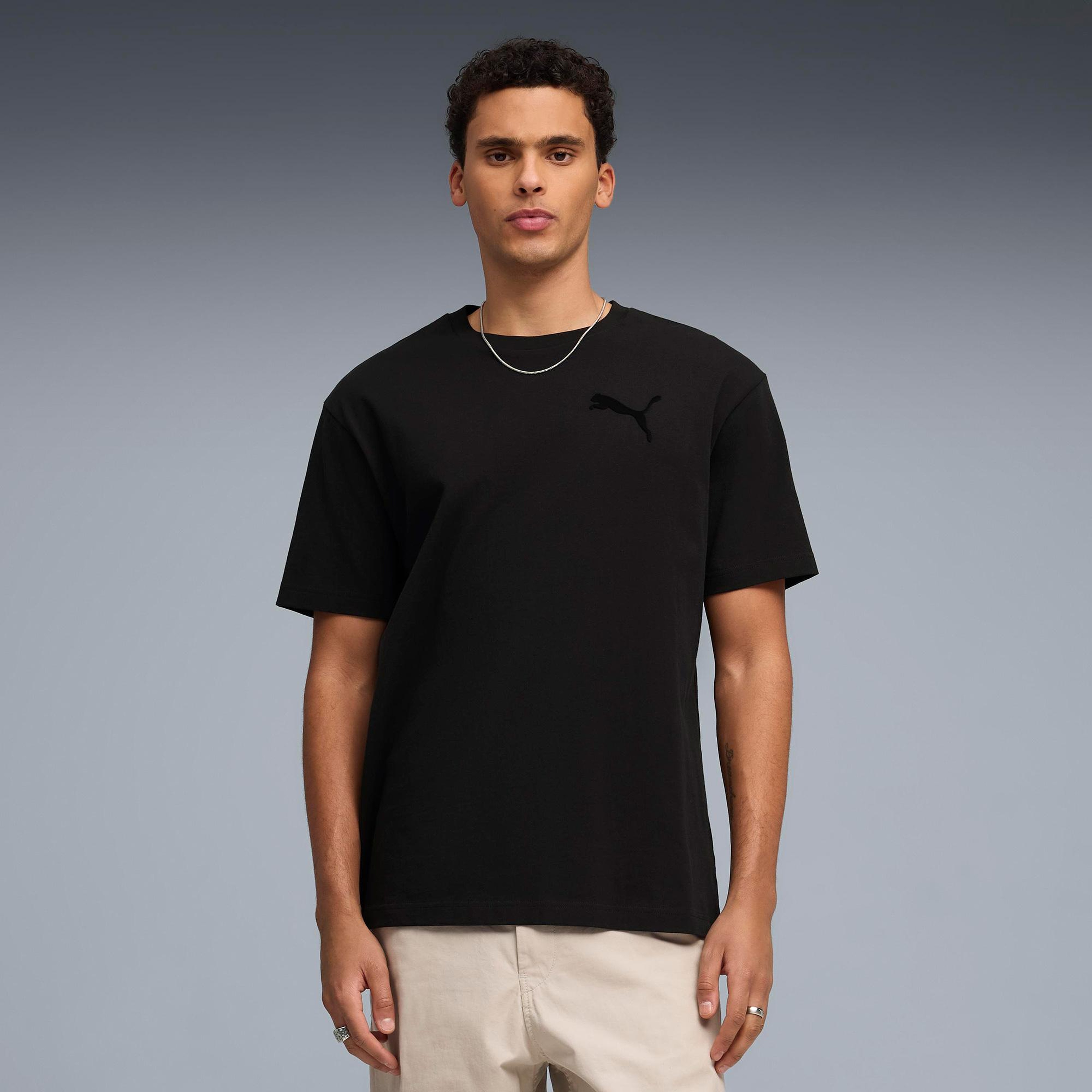 Puma Ess Elevated Cat Logo Erkek Siyah T-Shirt