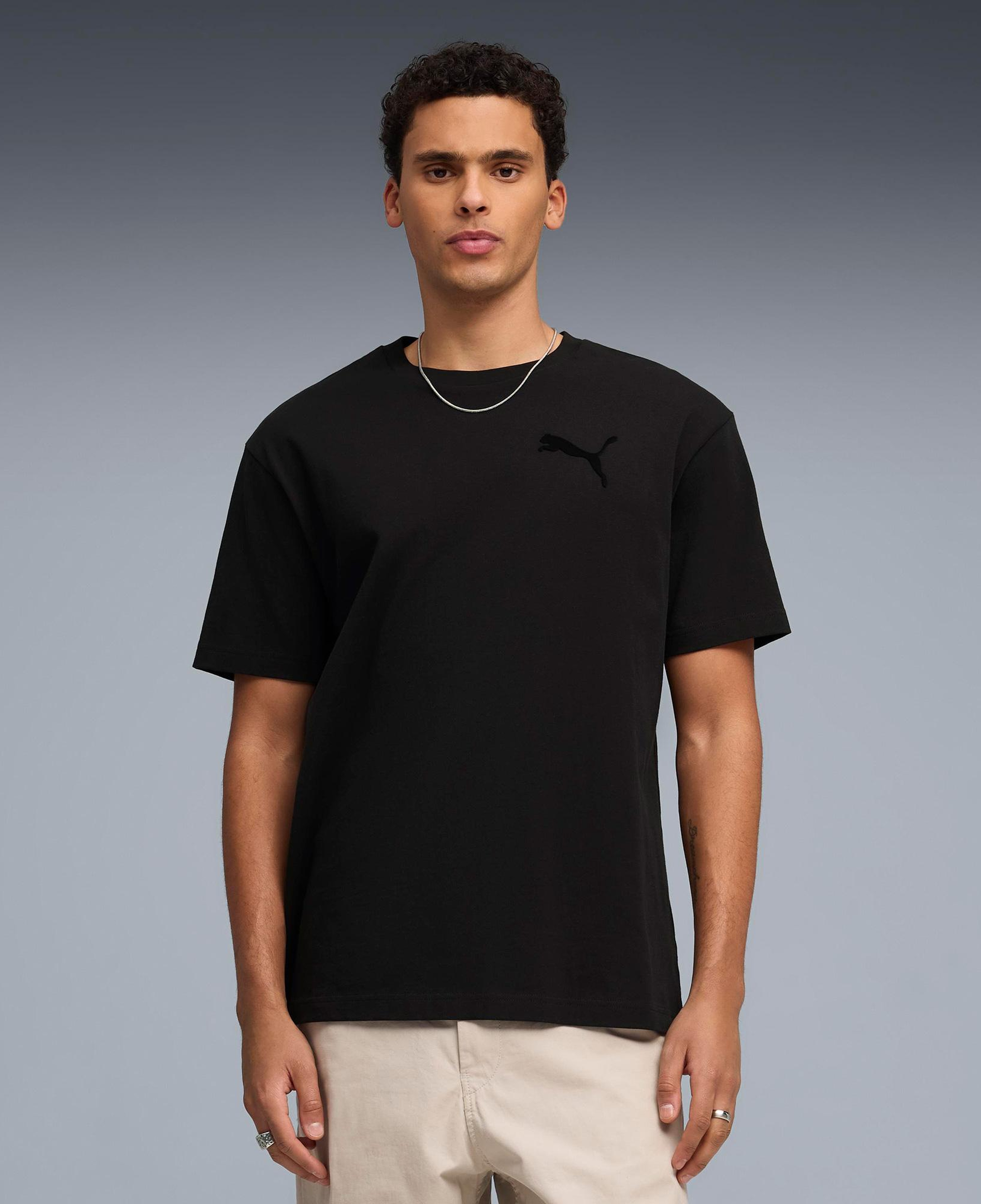 Puma Ess Elevated Cat Logo Erkek Siyah T-Shirt