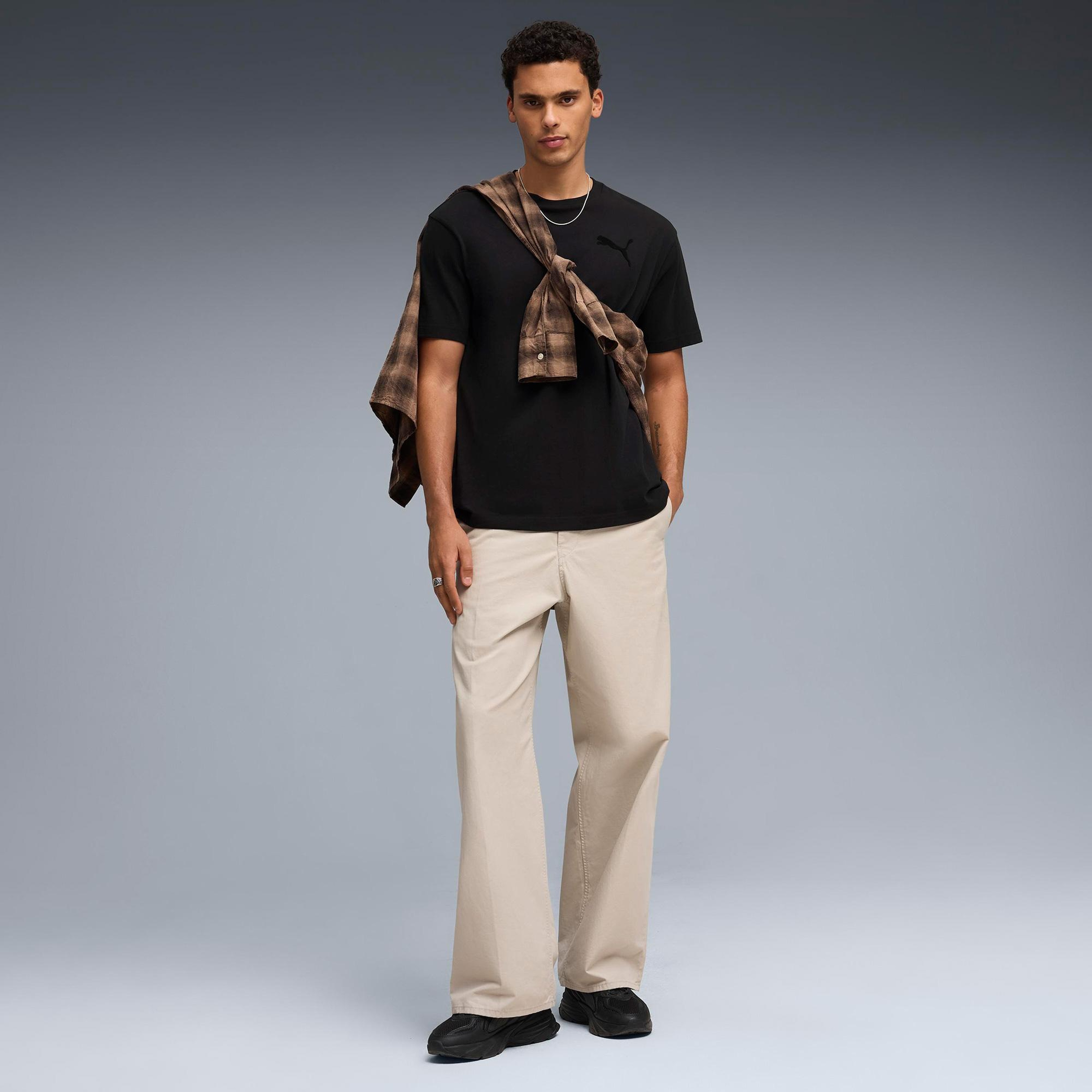 Puma Ess Elevated Cat Logo Erkek Siyah T-Shirt