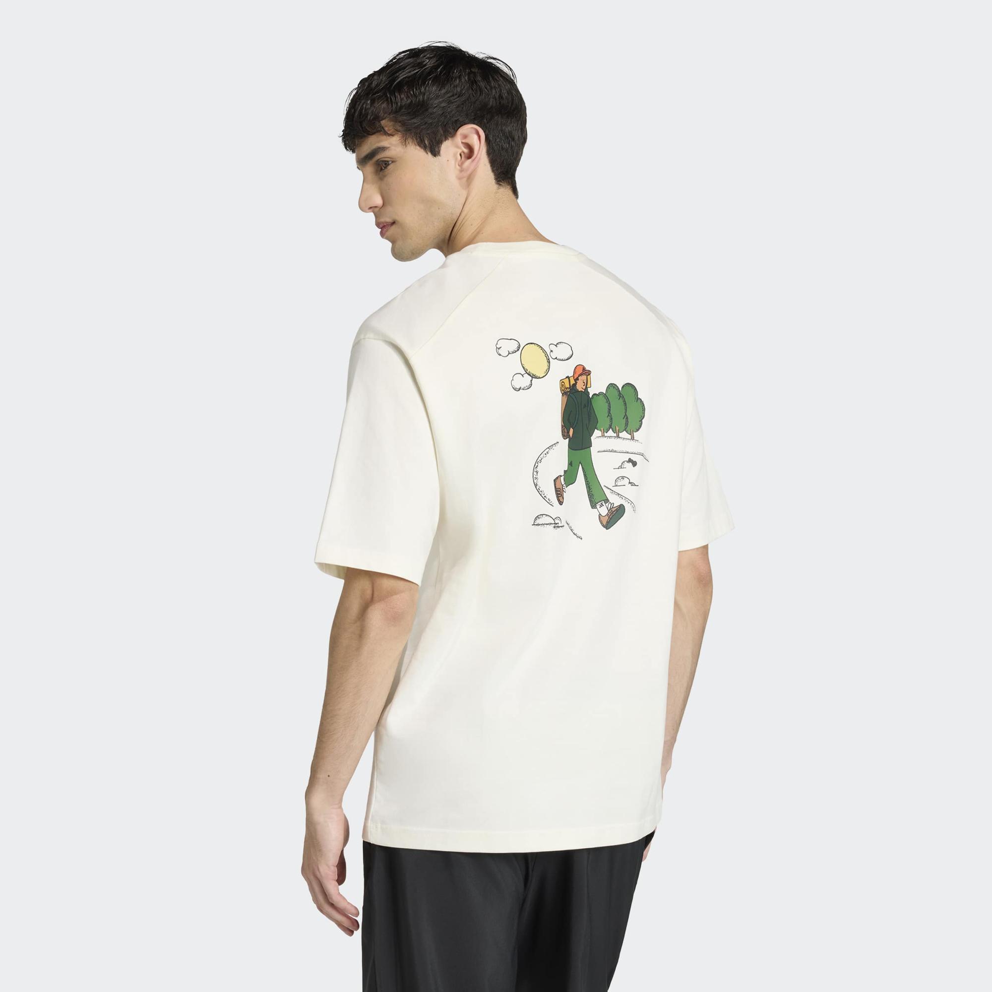 adidas Doodle Hiking Graphic Erkek Beyaz Antrenman T-Shirt