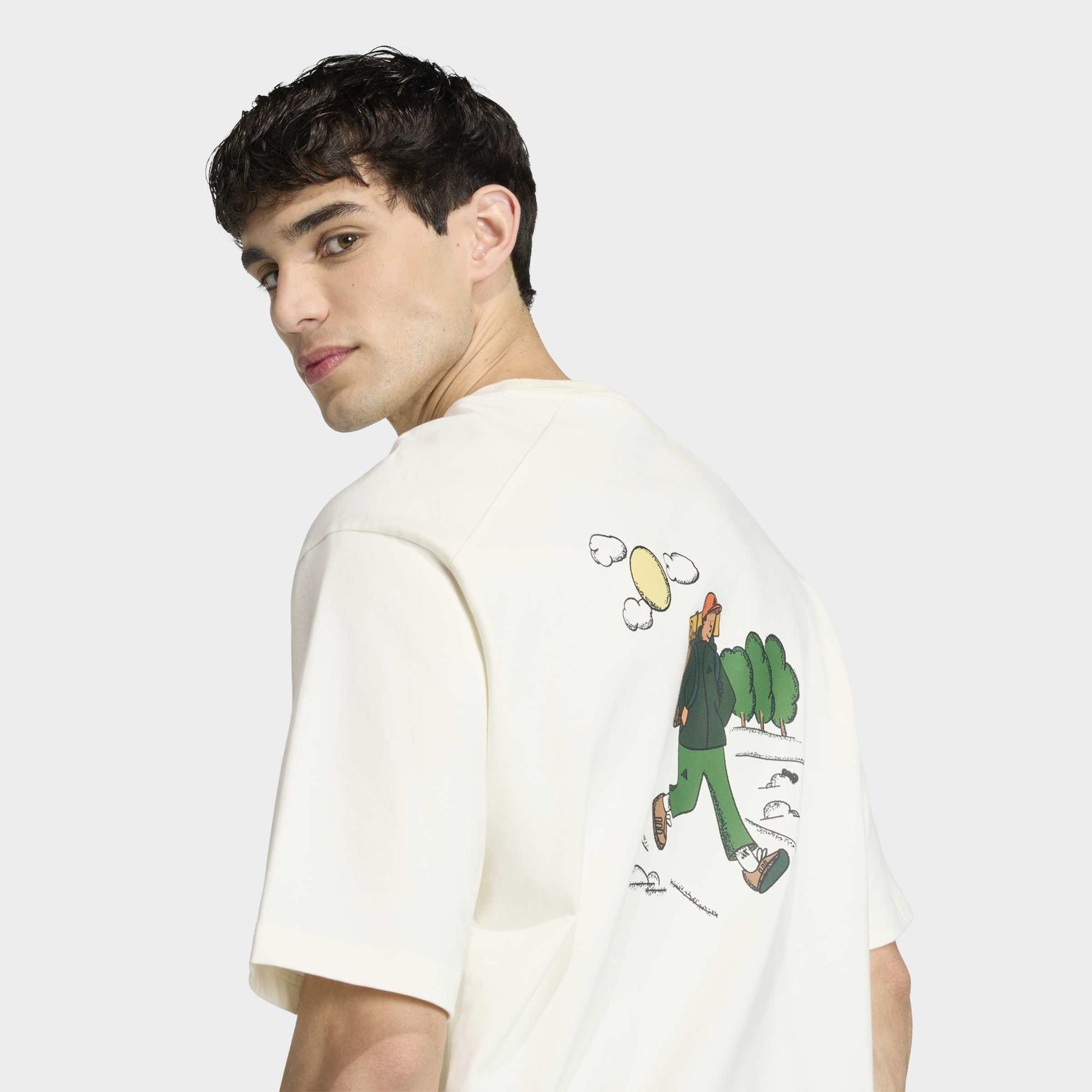 adidas Doodle Hiking Graphic Erkek Beyaz Antrenman T-Shirt