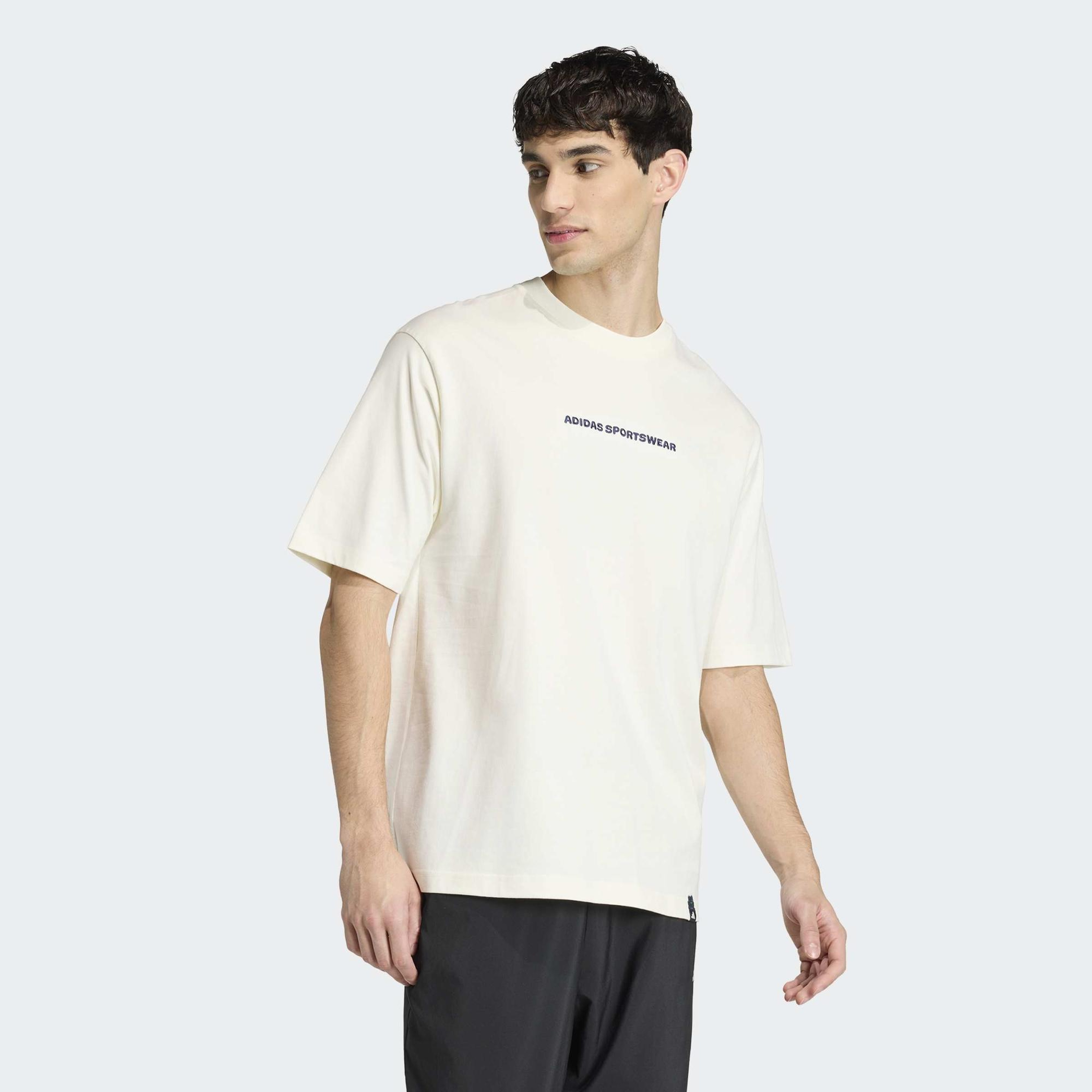 adidas Doodle Hiking Graphic Erkek Beyaz Antrenman T-Shirt