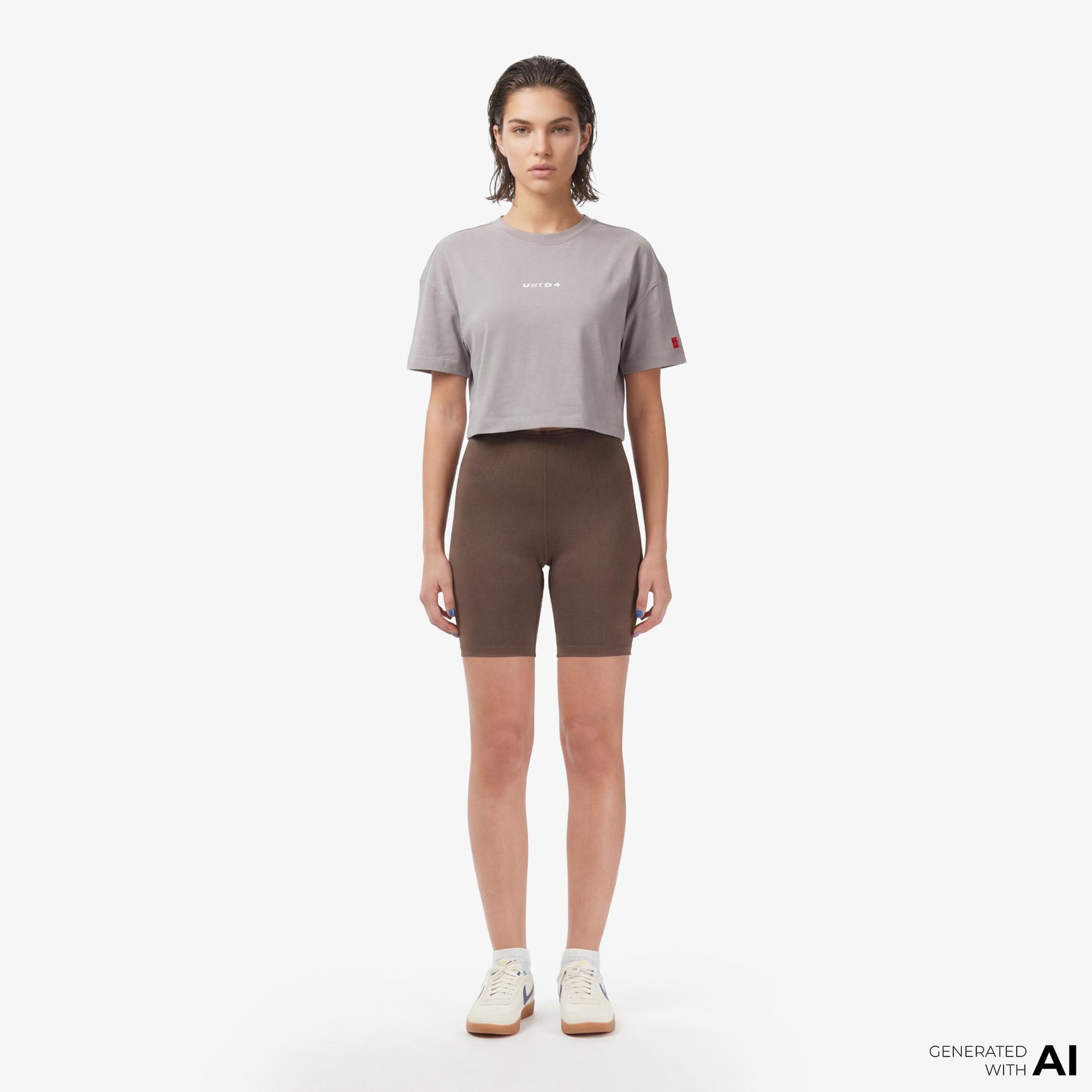 UNITED4 Regular Fit Kadın Gri T-Shirt