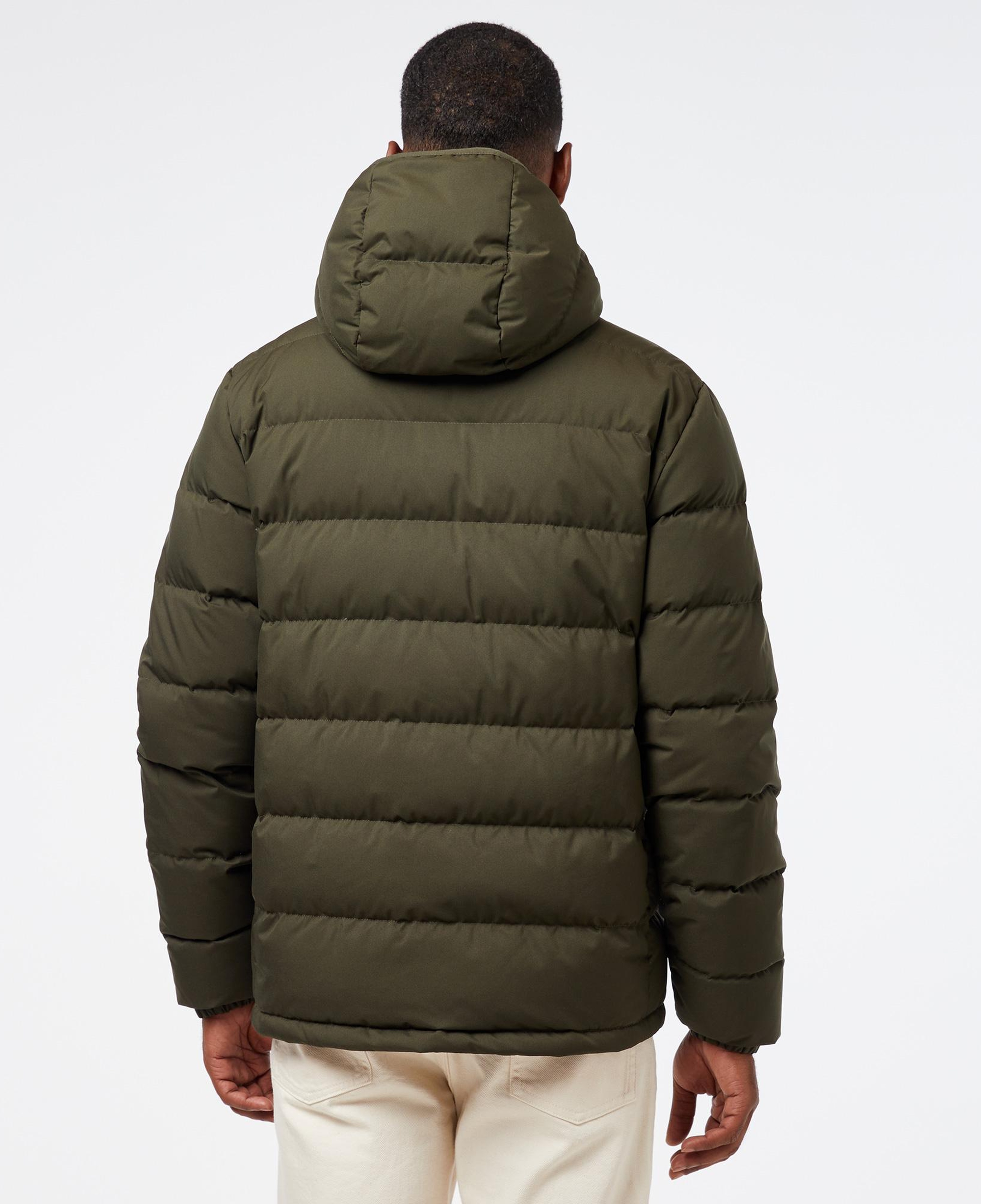 Erkek Regular Fit Kapüşonlu Koyu Yeşil Şişme Mont