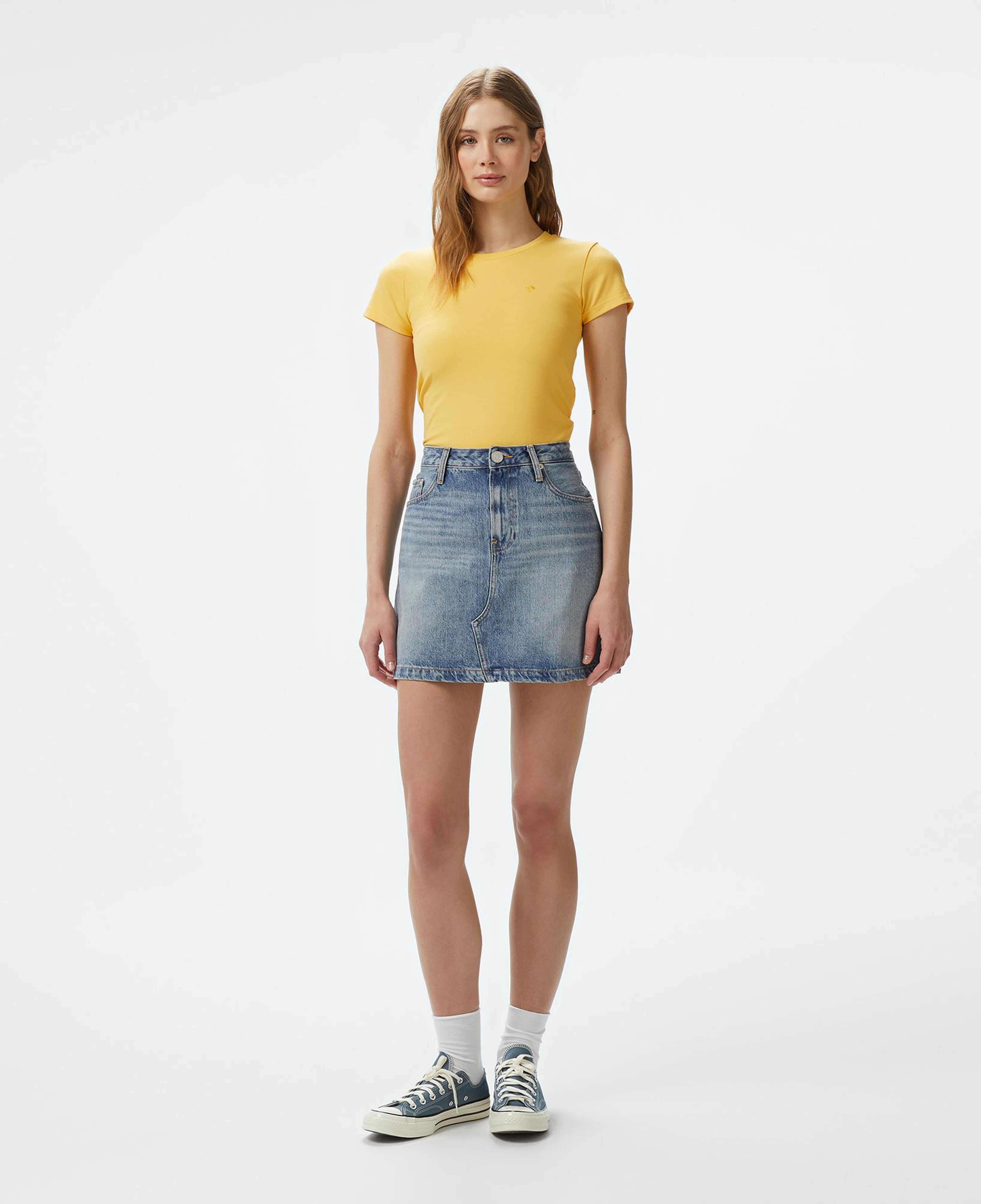 Converse Slim Fit Kadın Sarı T-Shirt