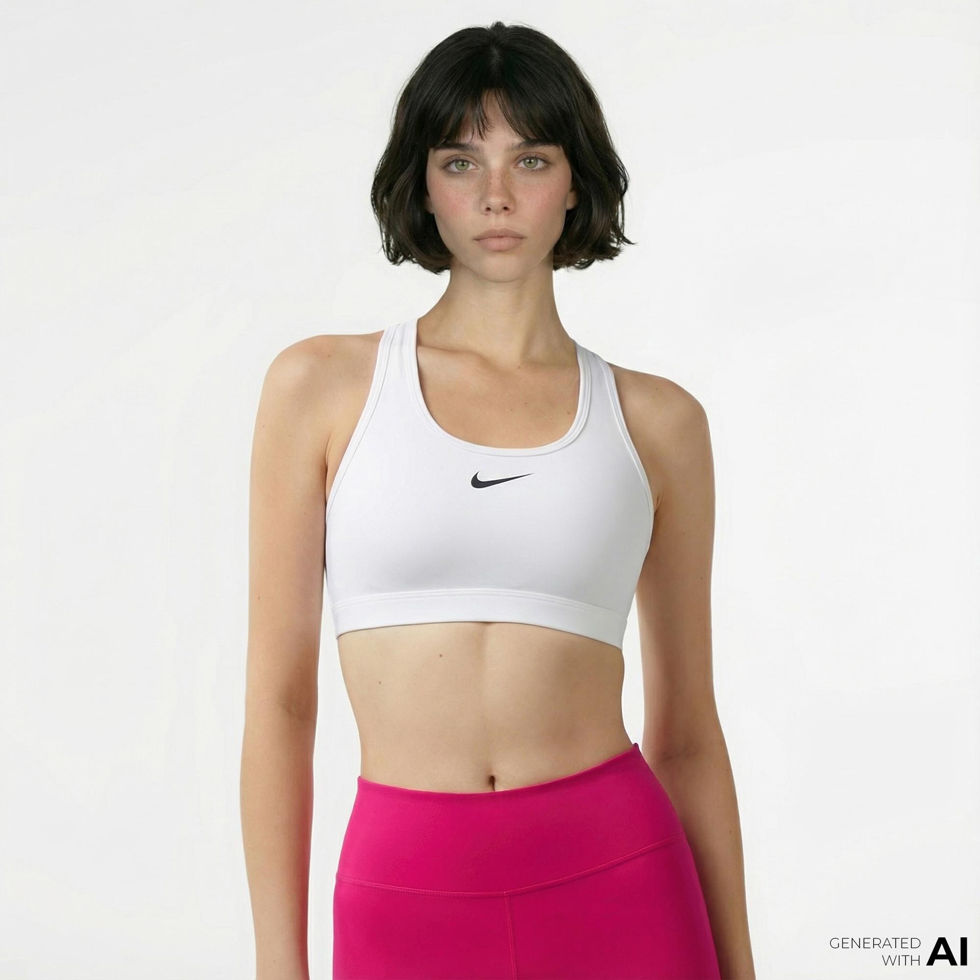 Nike Swoosh Med Sport Kadın Beyaz Bra