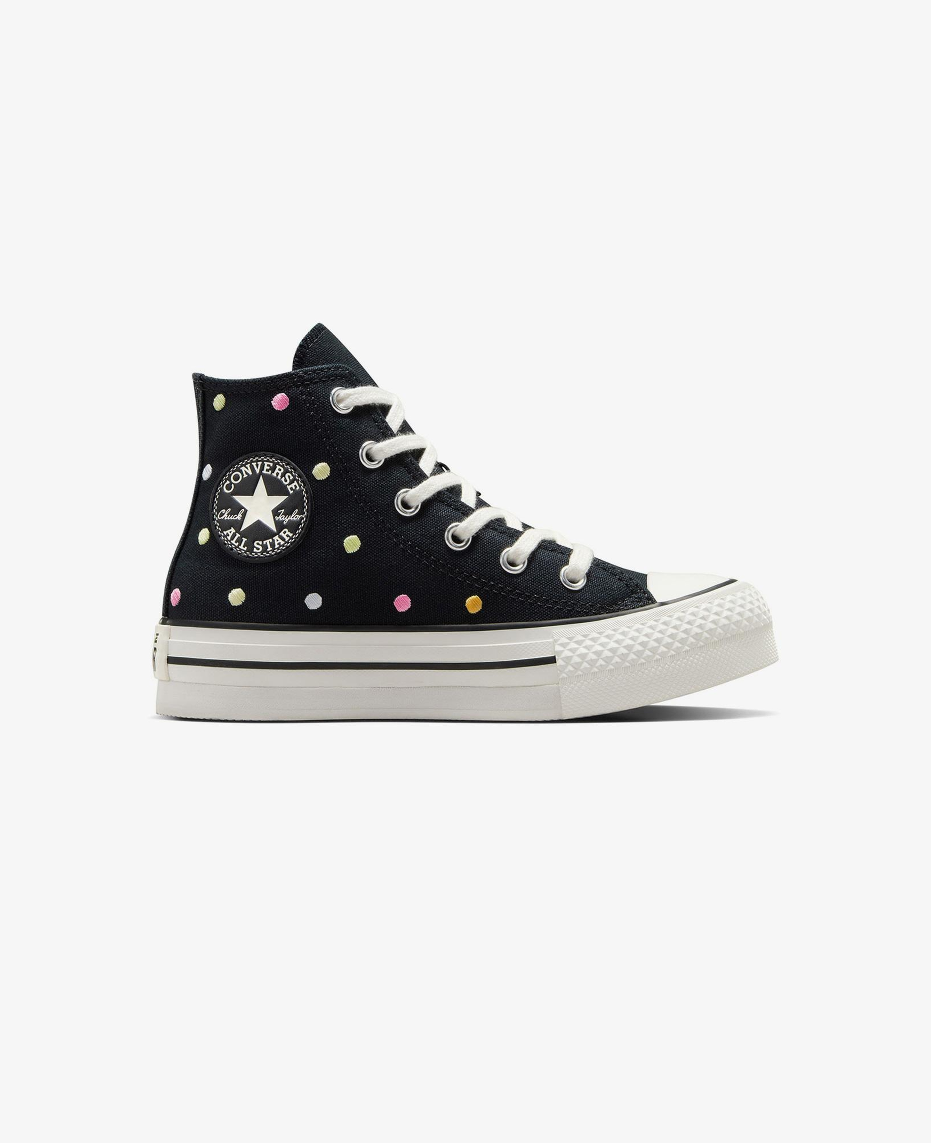 Converse Chuck Taylor All Star EVA Lift Polka Dots Çocuk Siyah Platform Sneaker