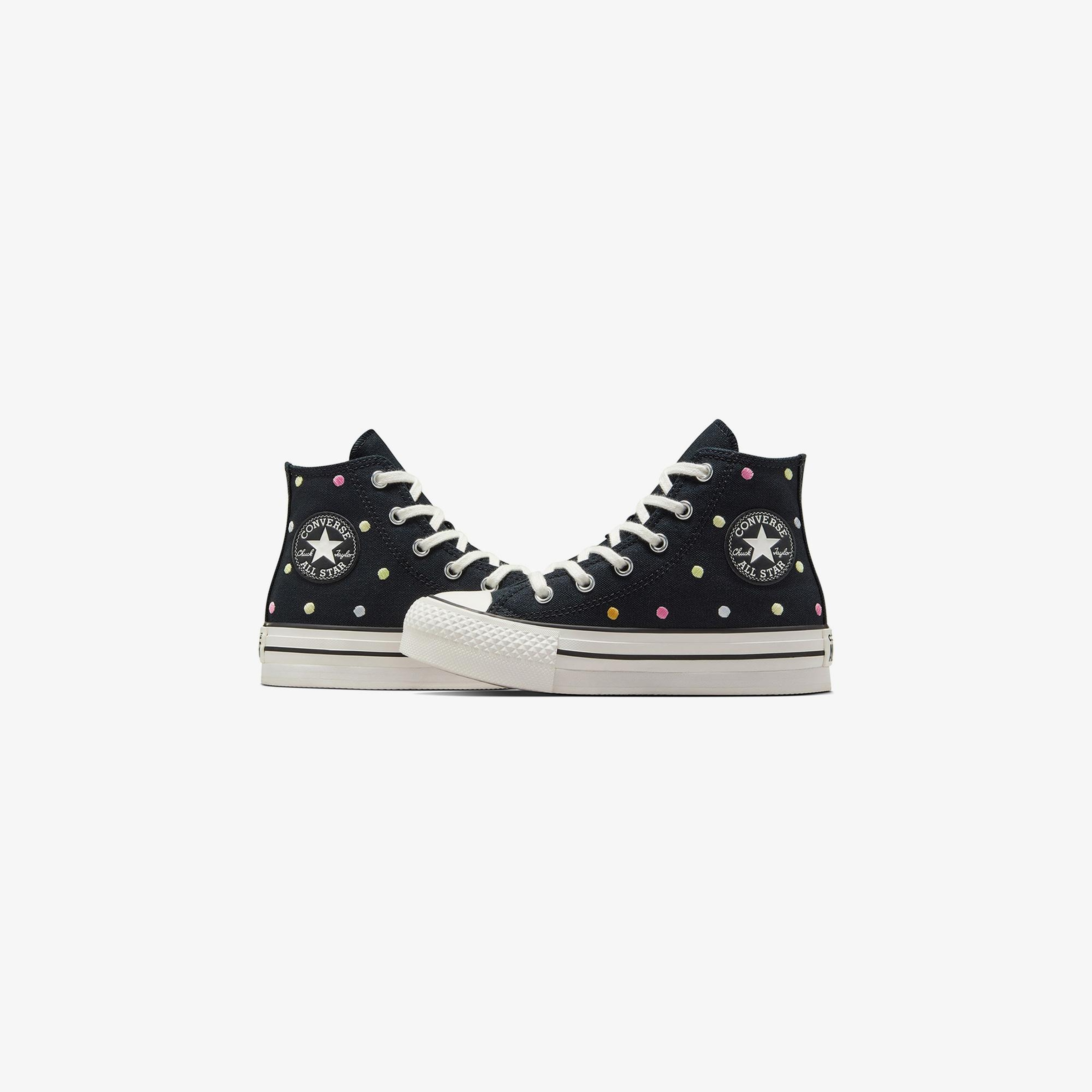 Converse Chuck Taylor All Star EVA Lift Polka Dots Çocuk Siyah Platform Sneaker