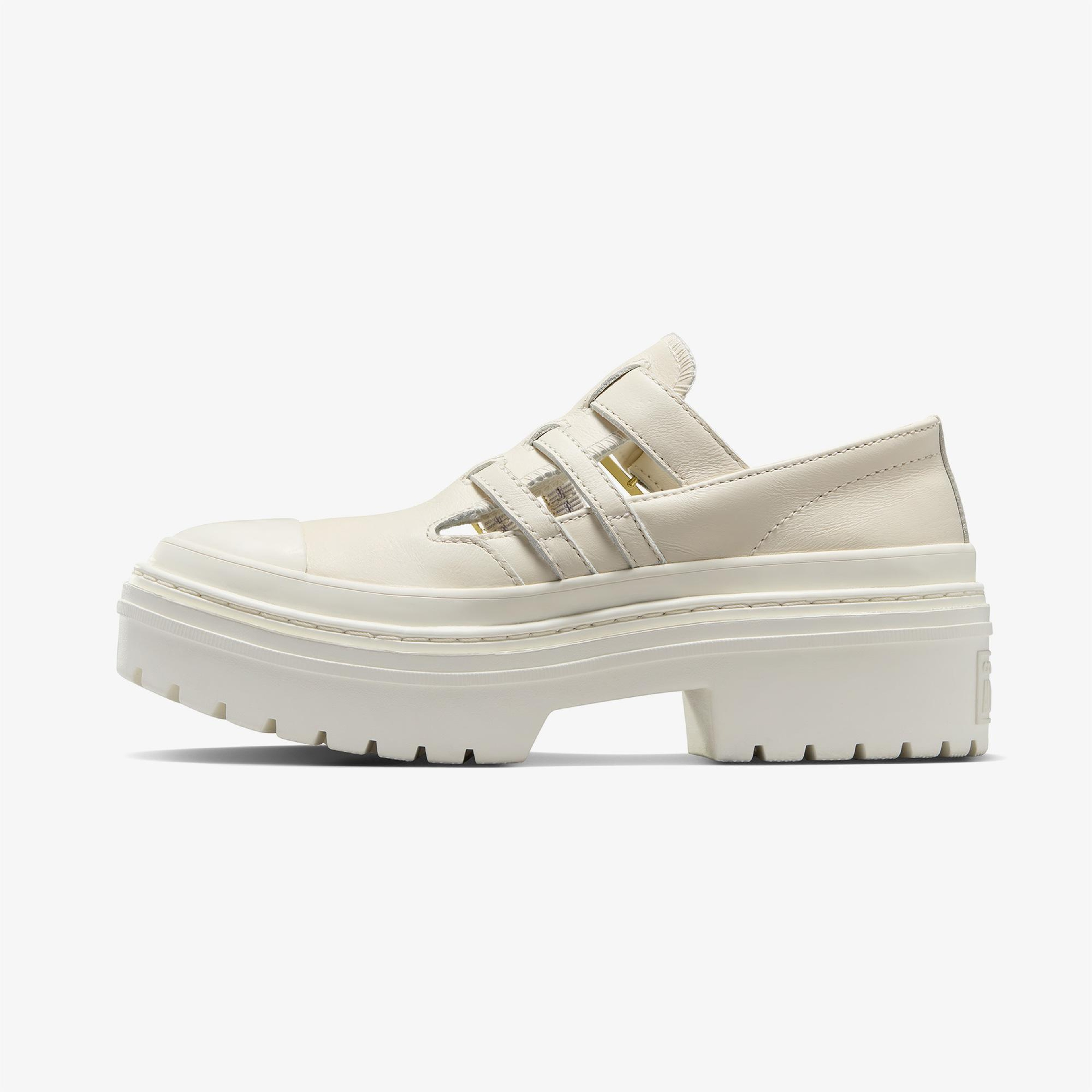 Converse Chuck Taylor All Star Lugged Heel Mary Jane Kadın Krem Deri Platform Loafer Ayakkabı