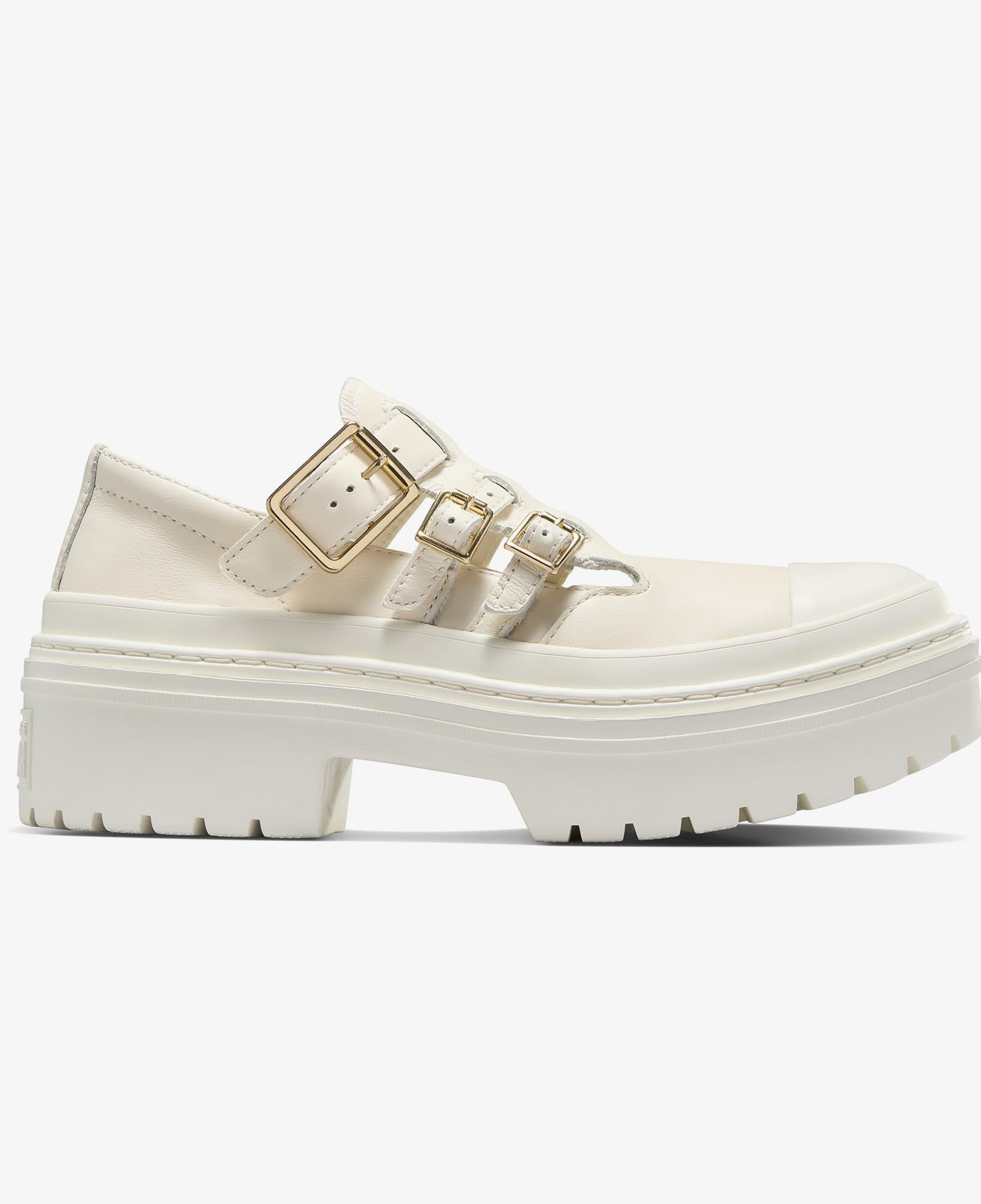 Converse Chuck Taylor All Star Lugged Heel Mary Jane Kadın Krem Deri Platform Loafer Ayakkabı