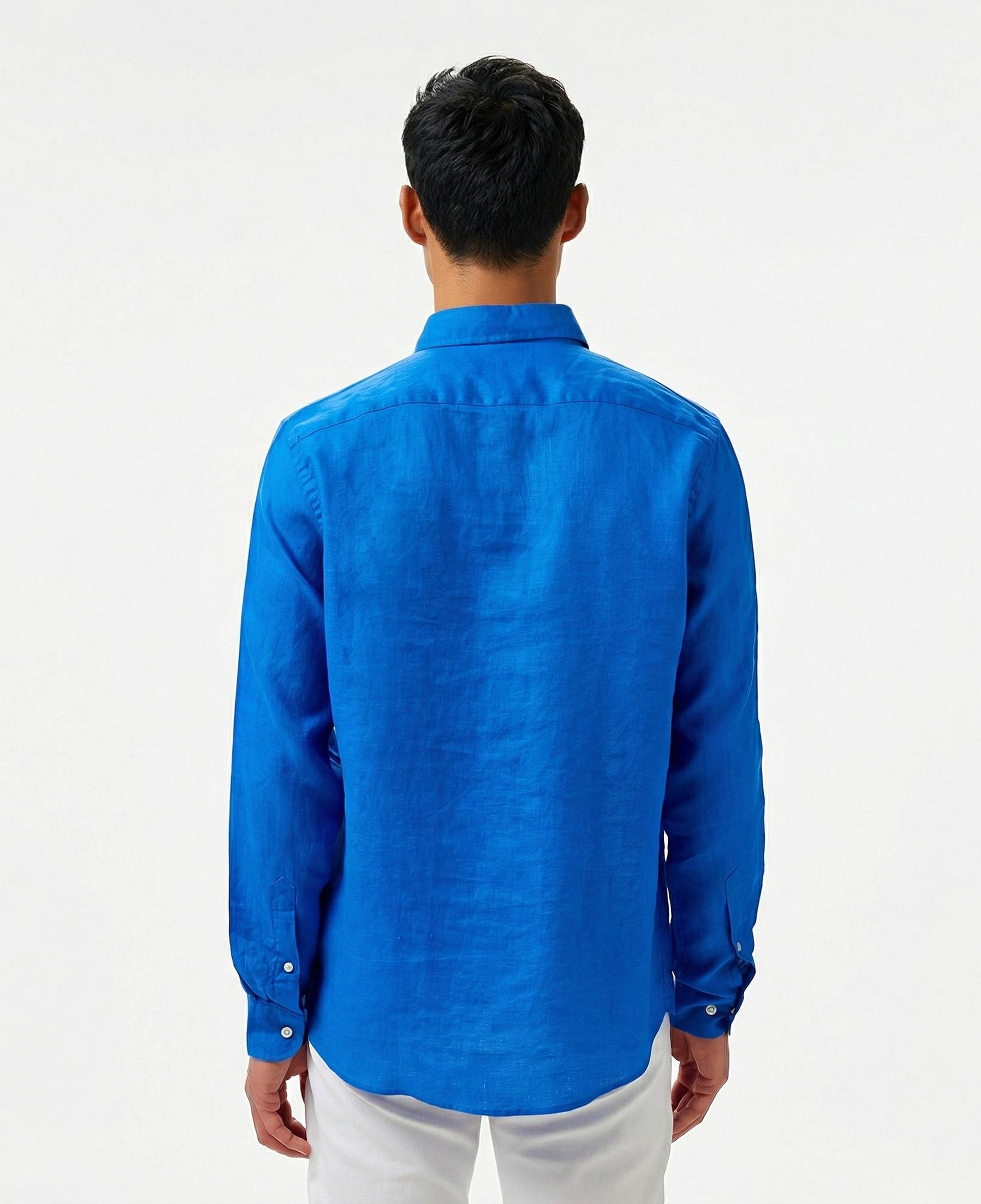 Nautica Erkek Mavi Classic Fit Keten Gömlek